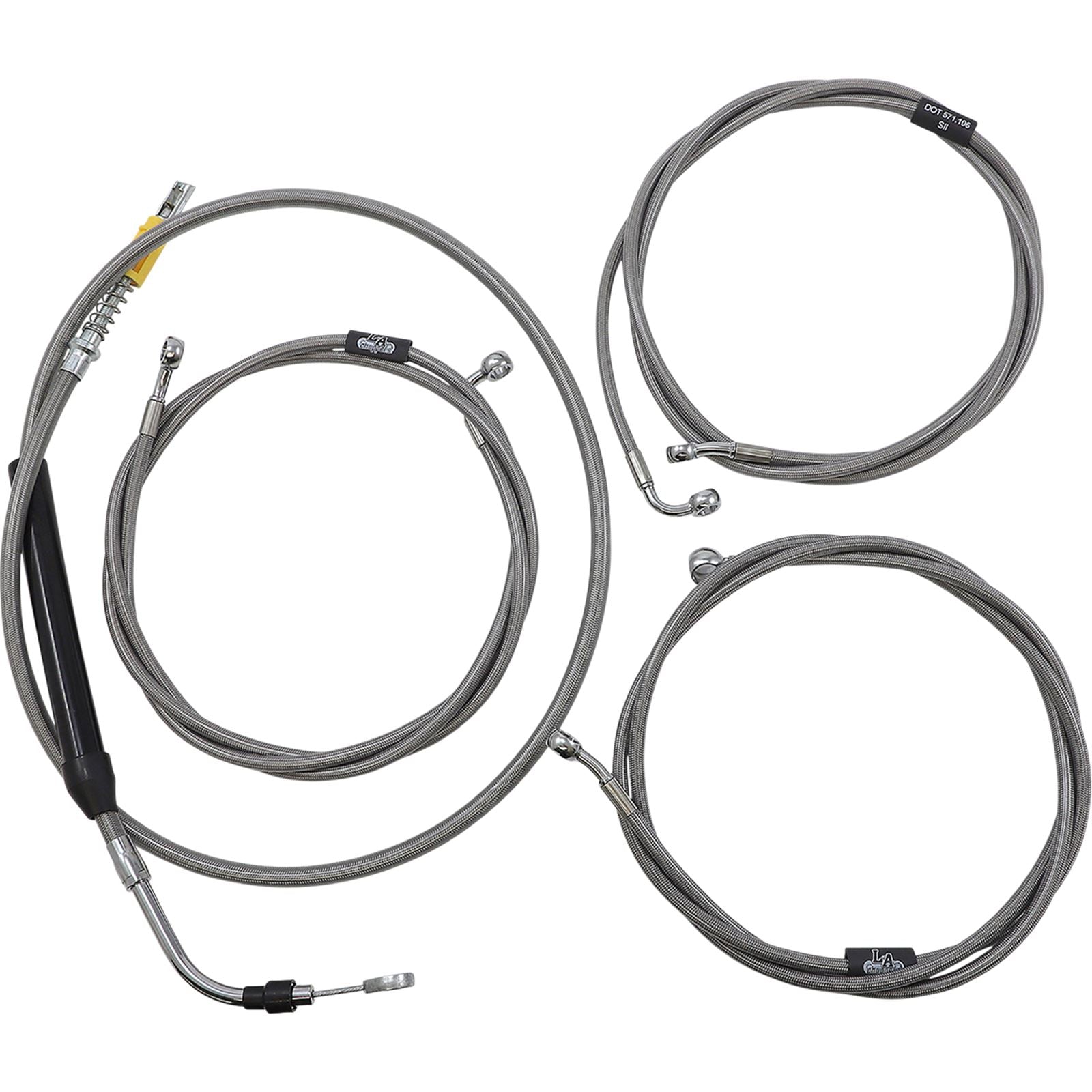 LA Choppers Handlebar Cable/Brake Line Kit  - 15" - 17" - Stainless Steel [MPN: LA-8056KT-16]_1096406