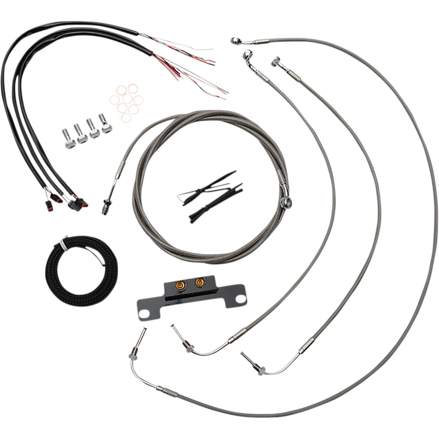 LA Choppers Handlebar Cable/Brake Line Kit - Complete - Stainless [MPN: LA-8056KT2-08]_1057575