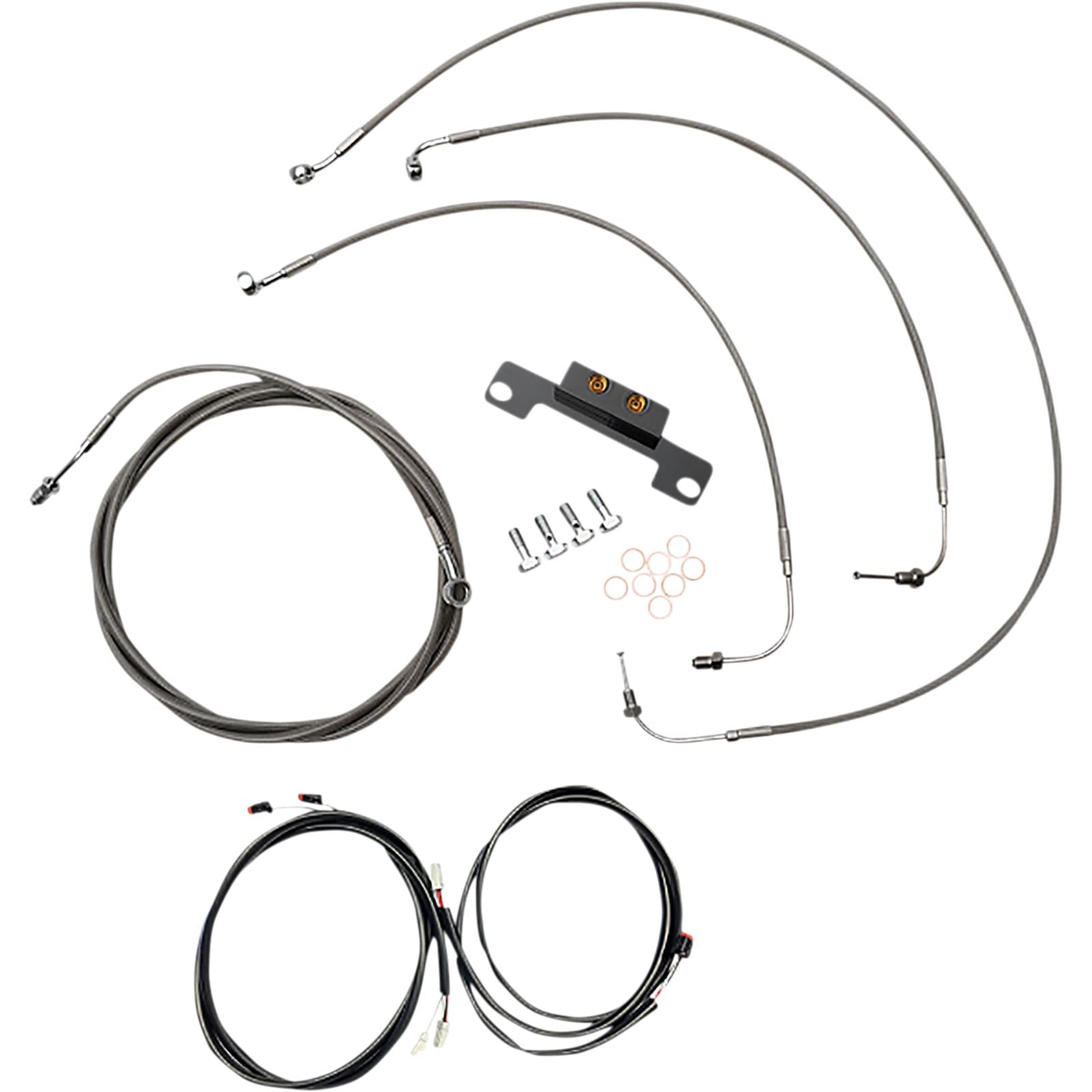 LA Choppers Cable Kit - for Stock Ape Hanger Handlebars - ABS - Stainless [MPN: LA-8056KT3-08]_1057578