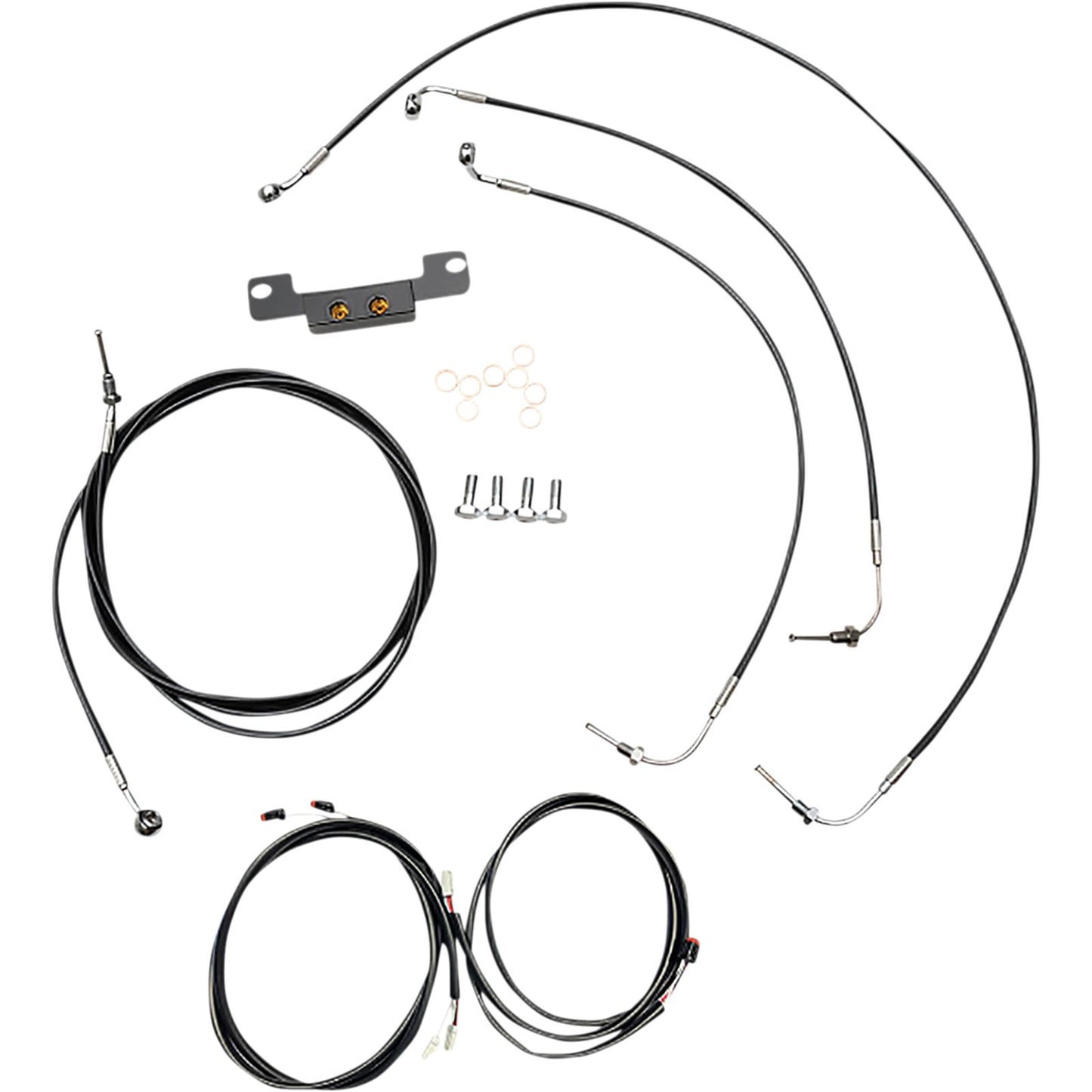 LA Choppers Cable Kit - Stock Ape Hanger Handlebars - ABS - Black [MPN: LA-8056KT3-08B]_1057579