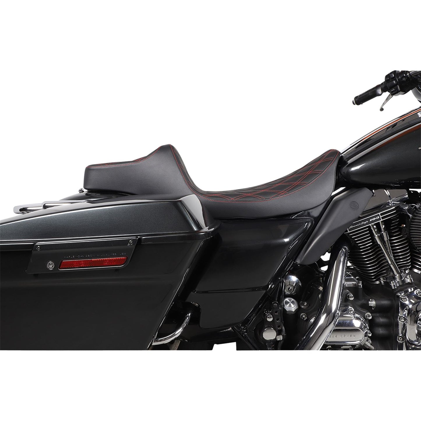 Drag Specialties Extended Reach Predator III Seat - Double Diamond - Red 0801-1371_1057648