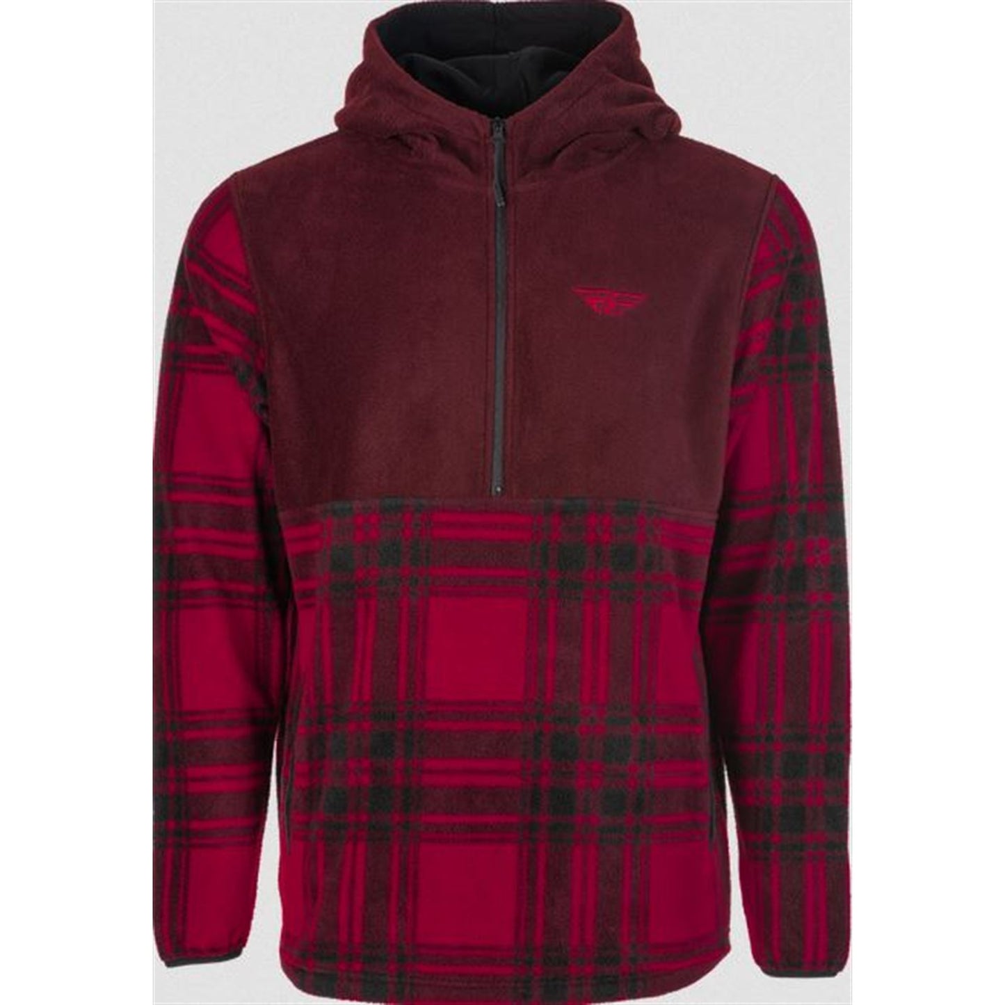 Fly Racing Fly Half Zip Pullover Hoodie Red Plaid XXL 354-00222X_867153