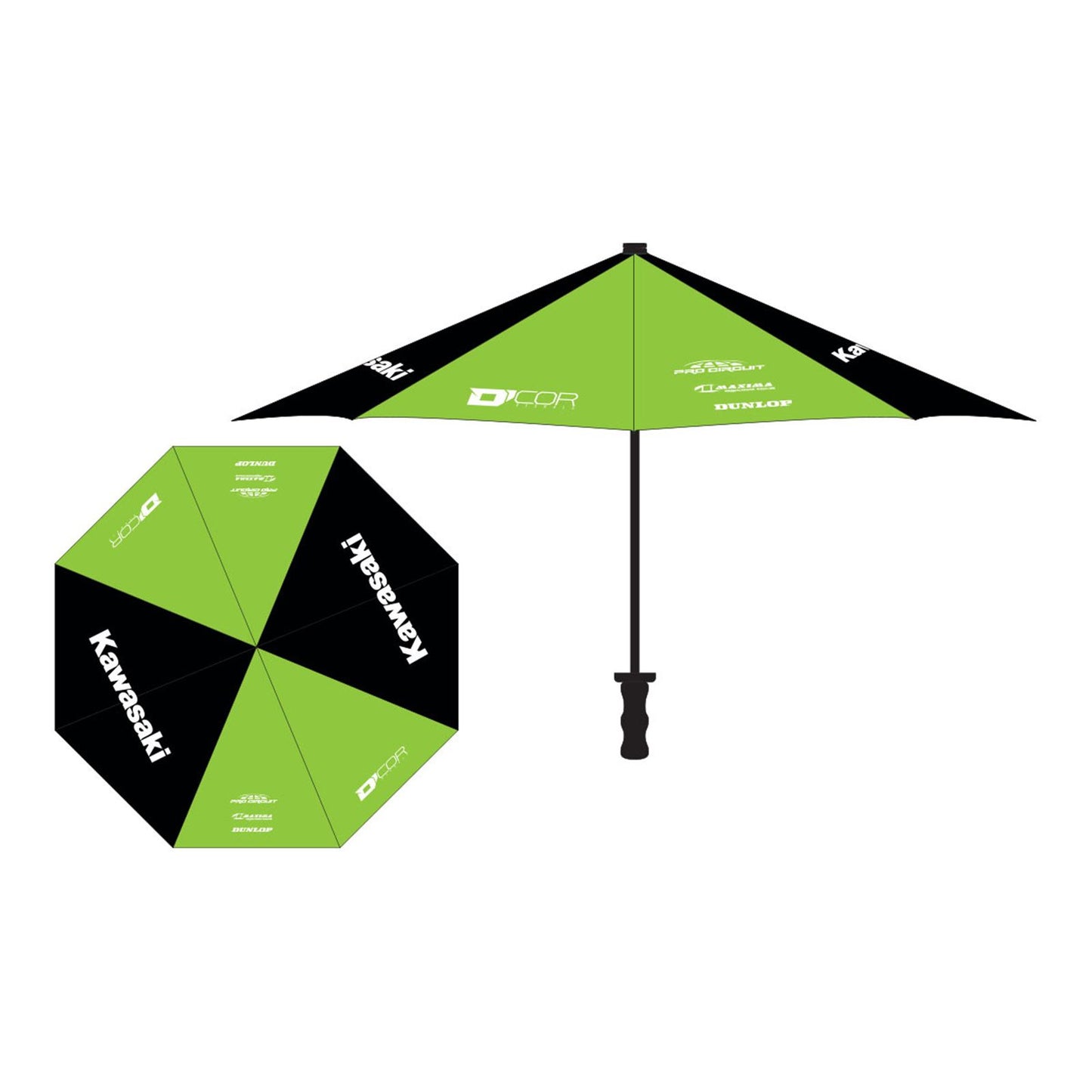 D'Cor Umbrella with Kawasaki Logo - Green/Black [MPN: 81-103-1]_767443