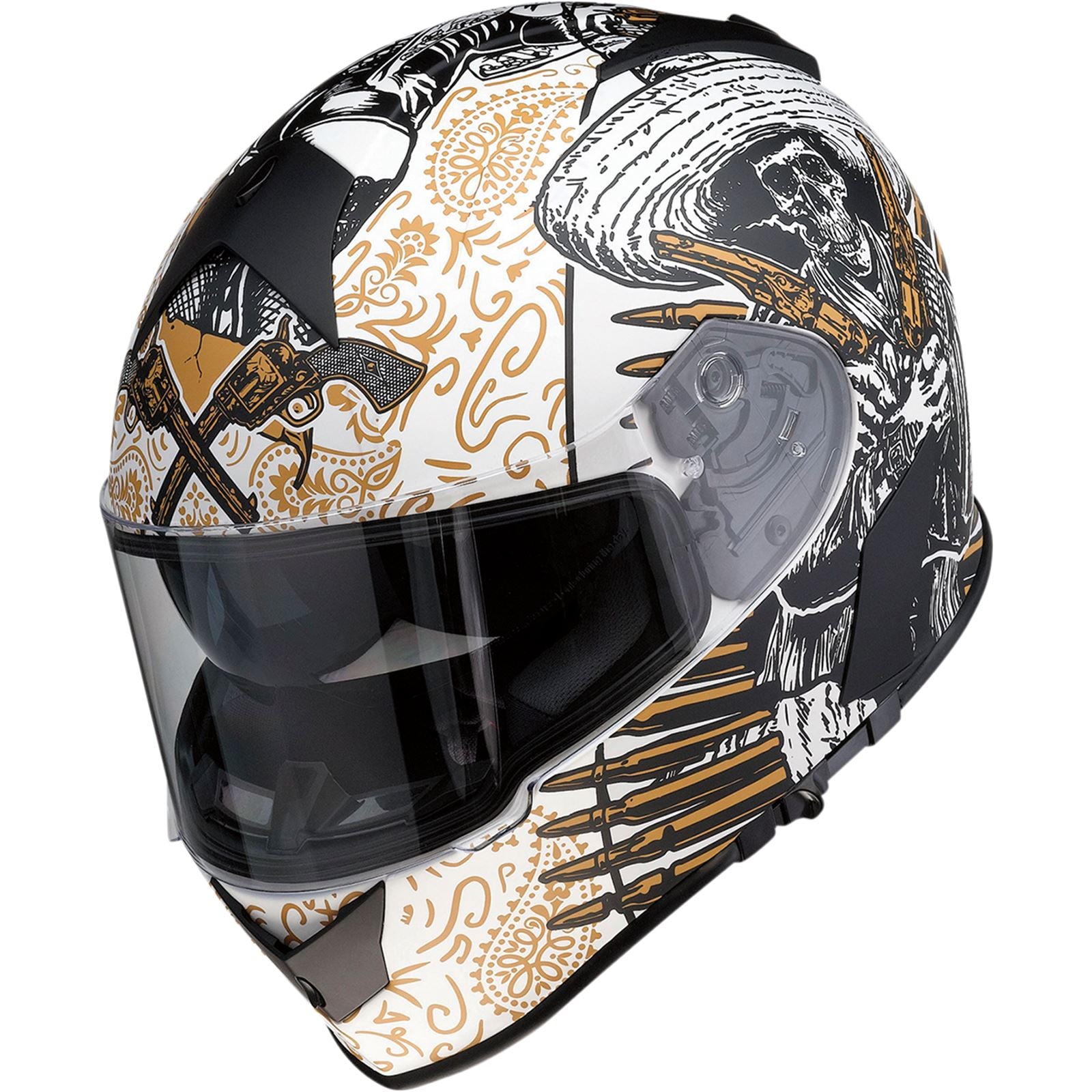 Z1R Warrant Helmet - Sombrero - White/Gold _1034642