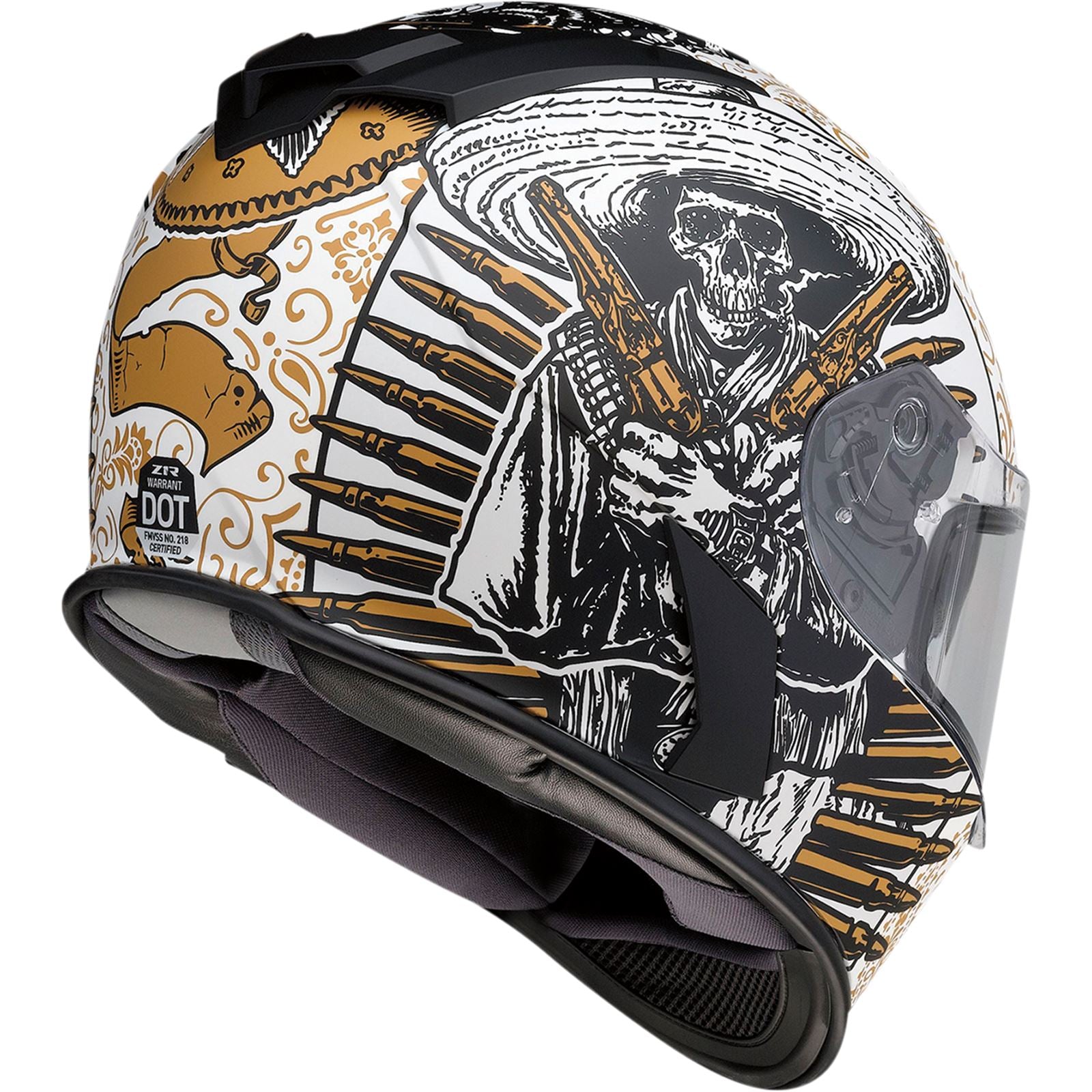 Z1R Warrant Helmet - Sombrero - White/Gold _1034643
