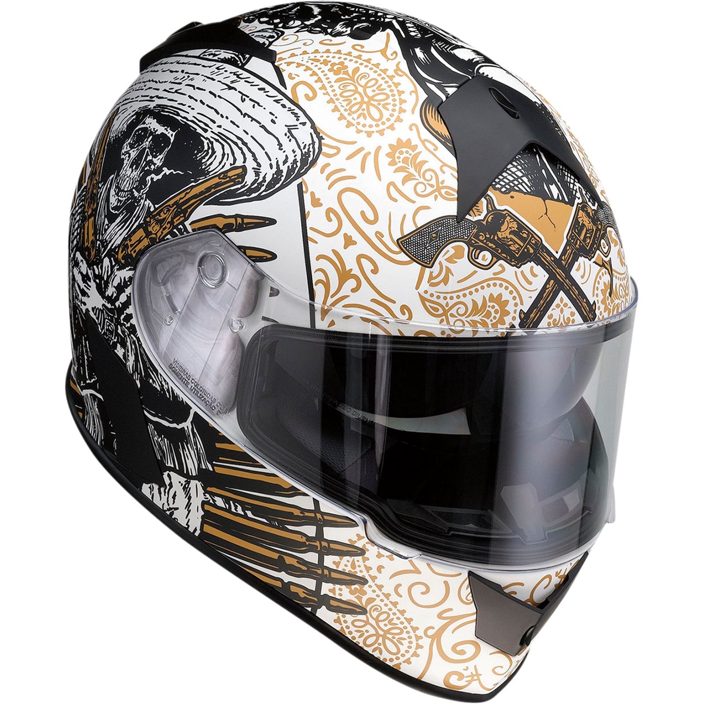 Z1R Warrant Helmet - Sombrero - White/Gold _1034644