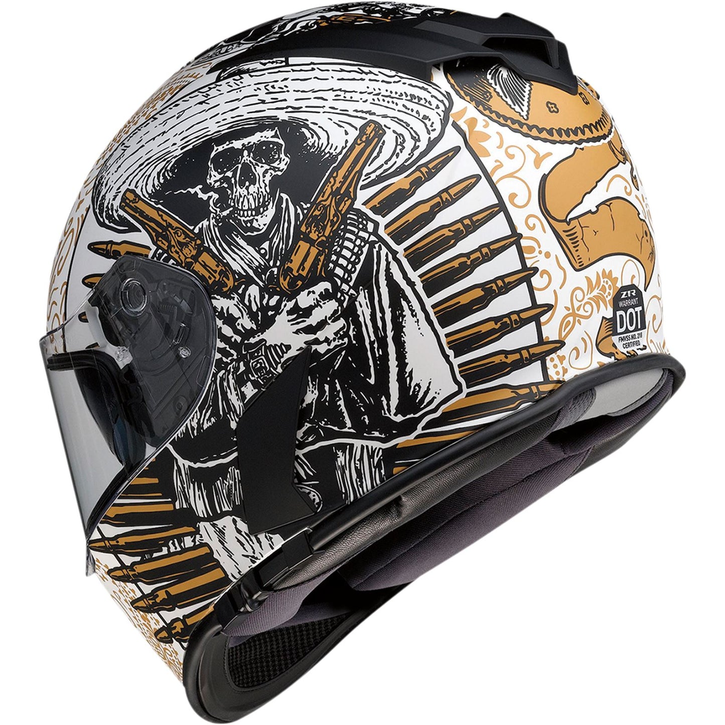 Z1R Warrant Helmet - Sombrero - White/Gold _1034646