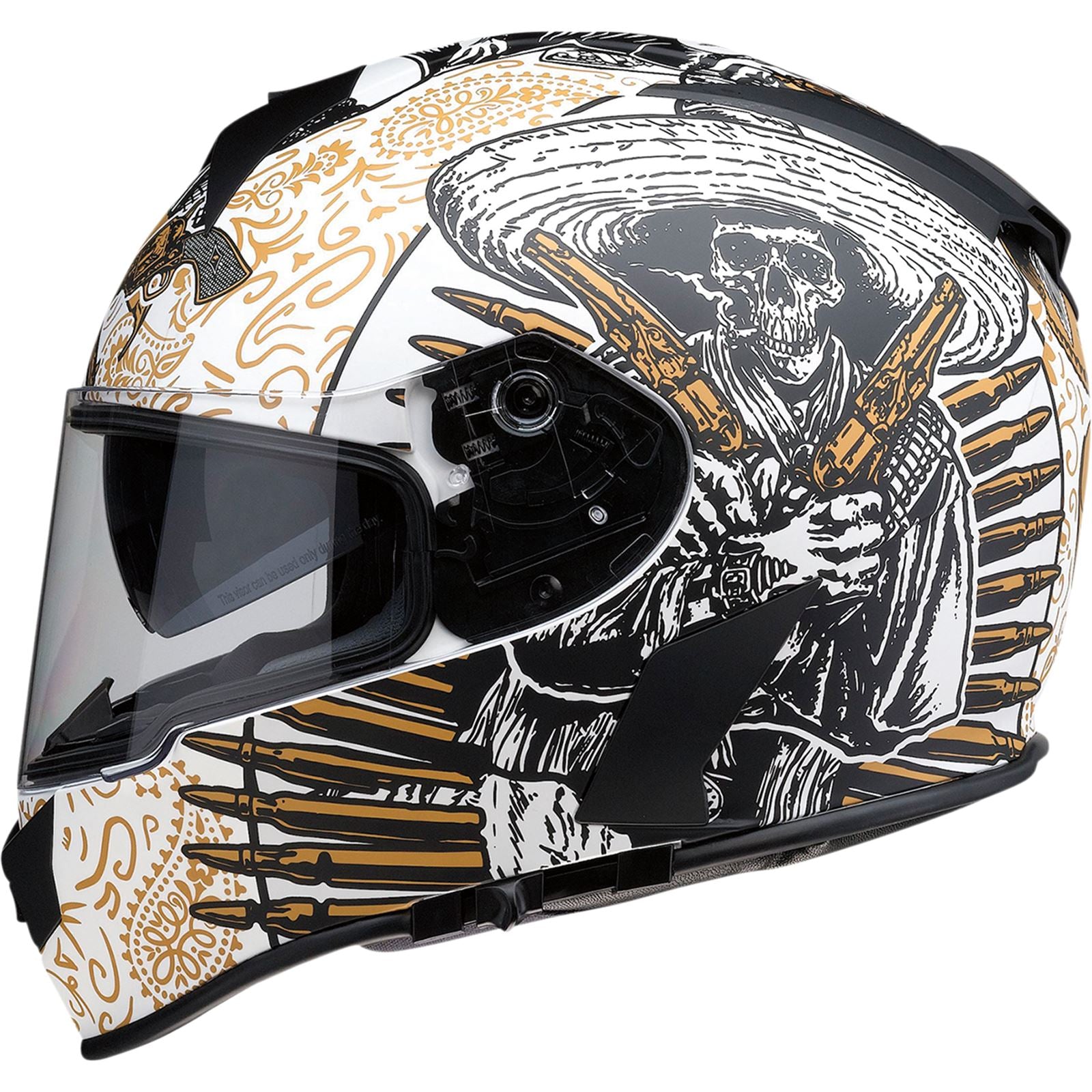 Z1R Warrant Helmet - Sombrero - White/Gold _1034647