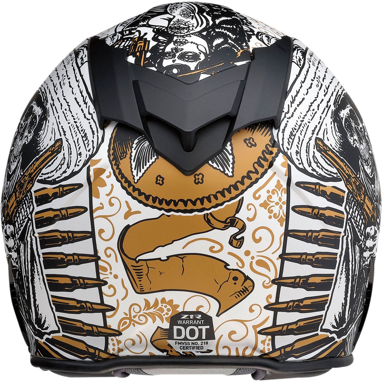 Z1R Warrant Helmet - Sombrero - White/Gold _1034648