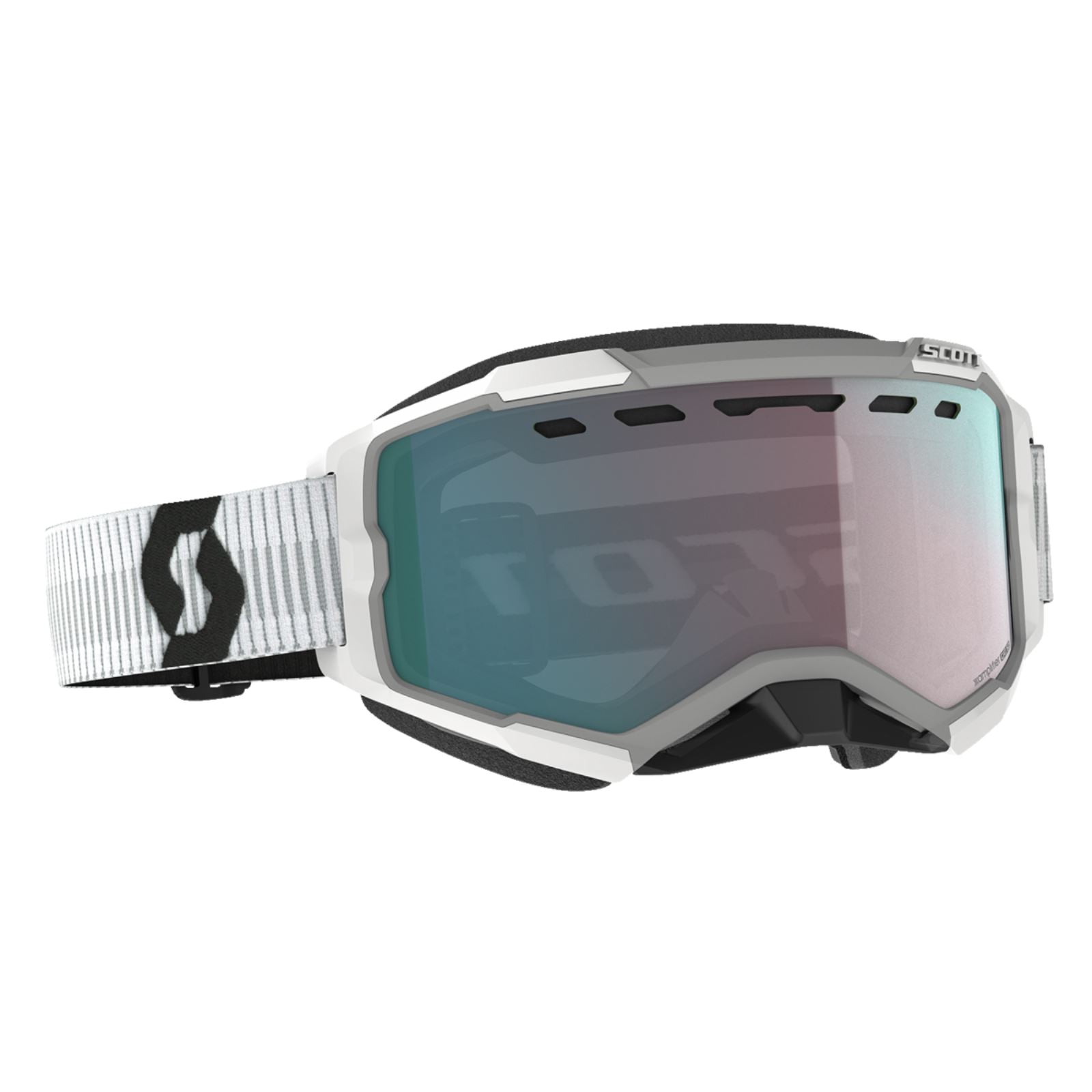 Scott Fury Snow Cross Goggles - White with Enhancer Aqua Chrome Lens 278605-0002351_1161349