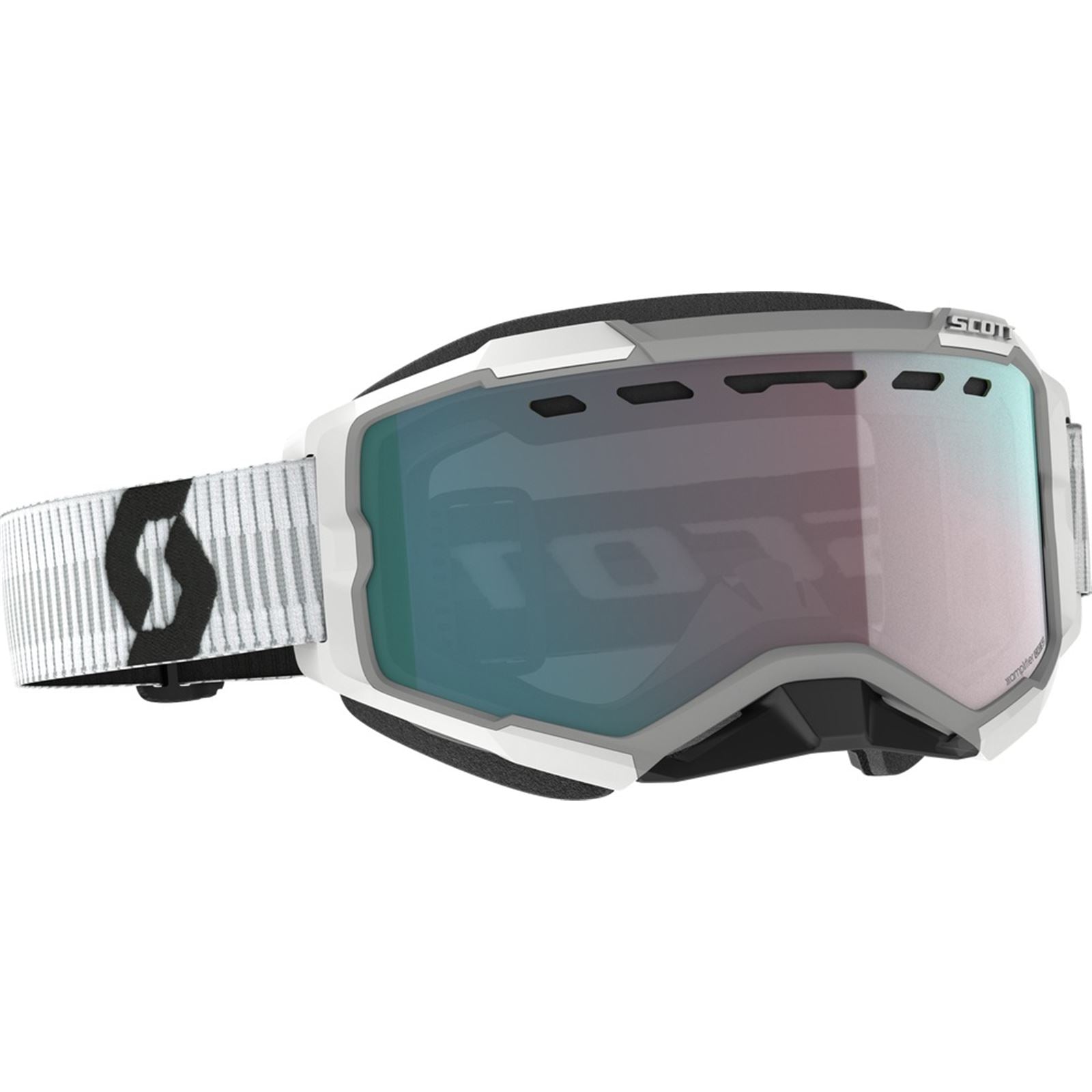 Scott Fury Snow Cross Goggles - White with Enhancer Aqua Chrome Lens 278605-0002351_859155
