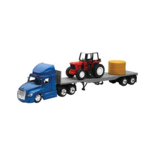 New-Ray Toys Freightliner Cascadia Flatbed with Farm Tractor and Round Hay 16083_774207