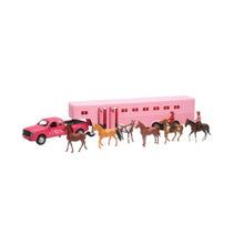 New-Ray Toys Pink Pickup with Fifth Wheel Horse Trailer Play Set SS-15395_774246
