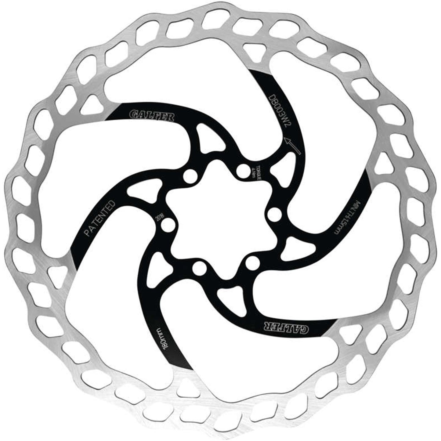 Galfer Bicycle Wave® Rotor 6-bolt 180mm x 2mm 140 grams – Front or Rear Rotor [MPN: DB003W2]_1060951