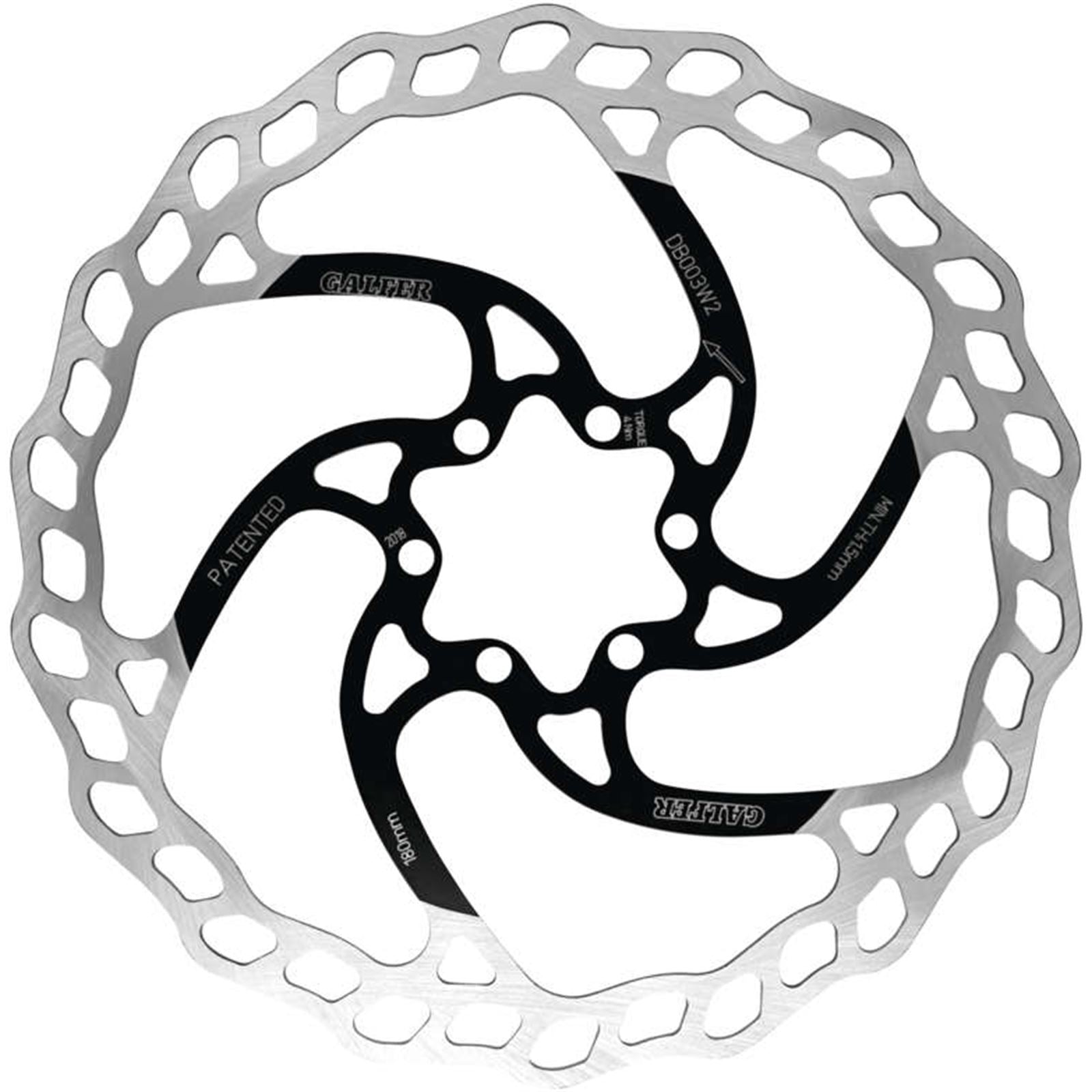 Galfer Bicycle Wave® Rotor 6-bolt 180mm x 2mm 140 grams – Front or Rear Rotor [MPN: DB003W2]_1060951