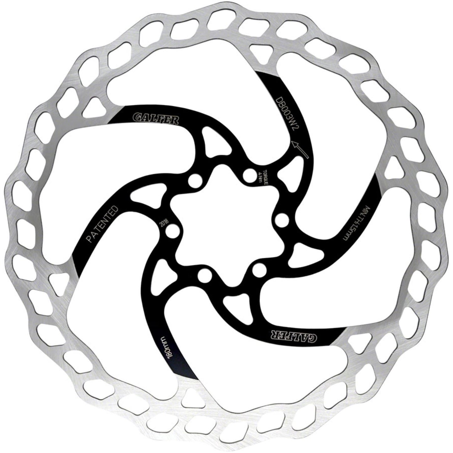 Galfer Bicycle Wave® Rotor 6-bolt 180mm x 2mm 140 grams – Front or Rear Rotor [MPN: DB003W2]_1361186