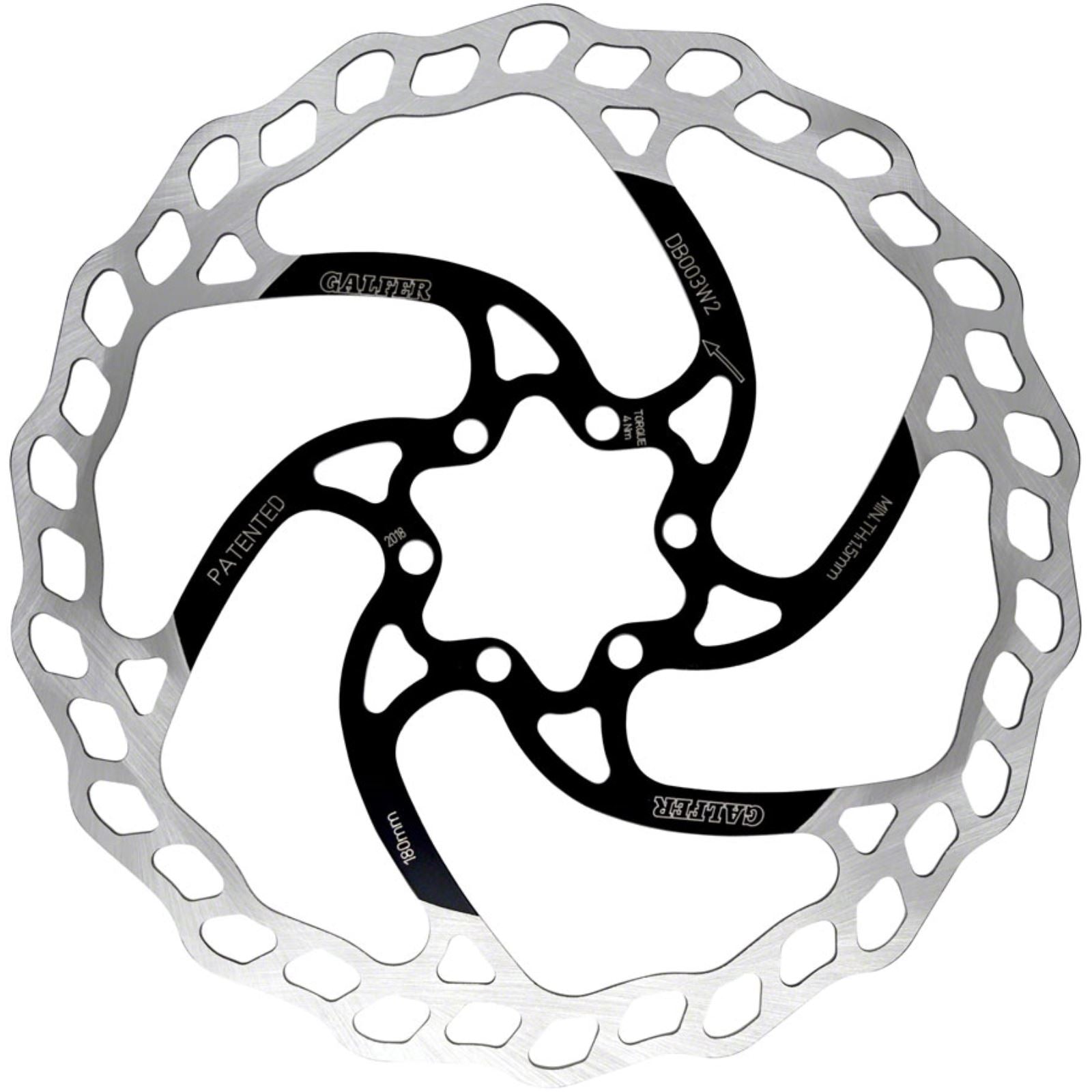 Galfer Bicycle Wave® Rotor 6-bolt 180mm x 2mm 140 grams – Front or Rear Rotor [MPN: DB003W2]_1361186
