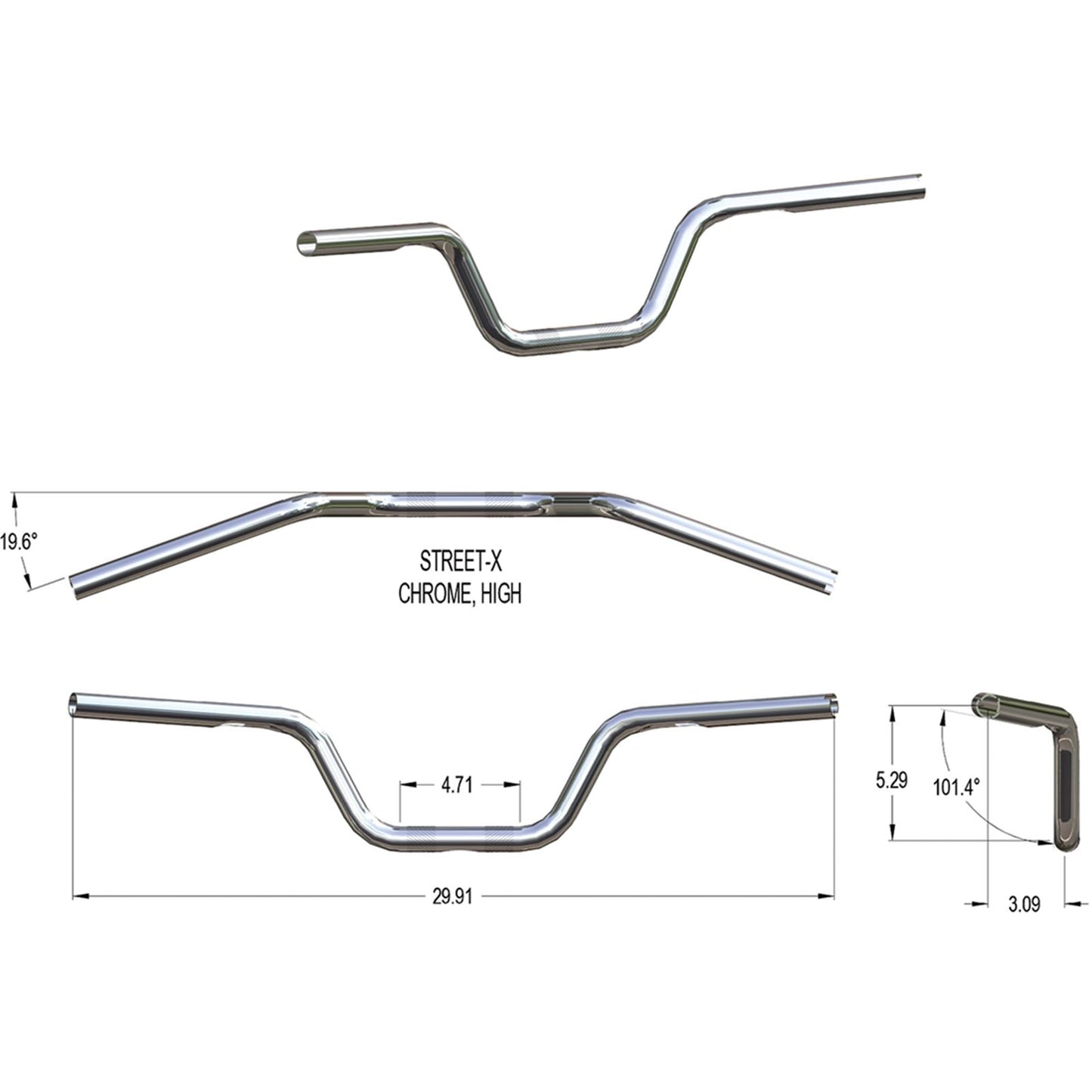 Khrome Werks Handlebar - High Bend - 1" - Chrome [MPN: 300900]_1039299
