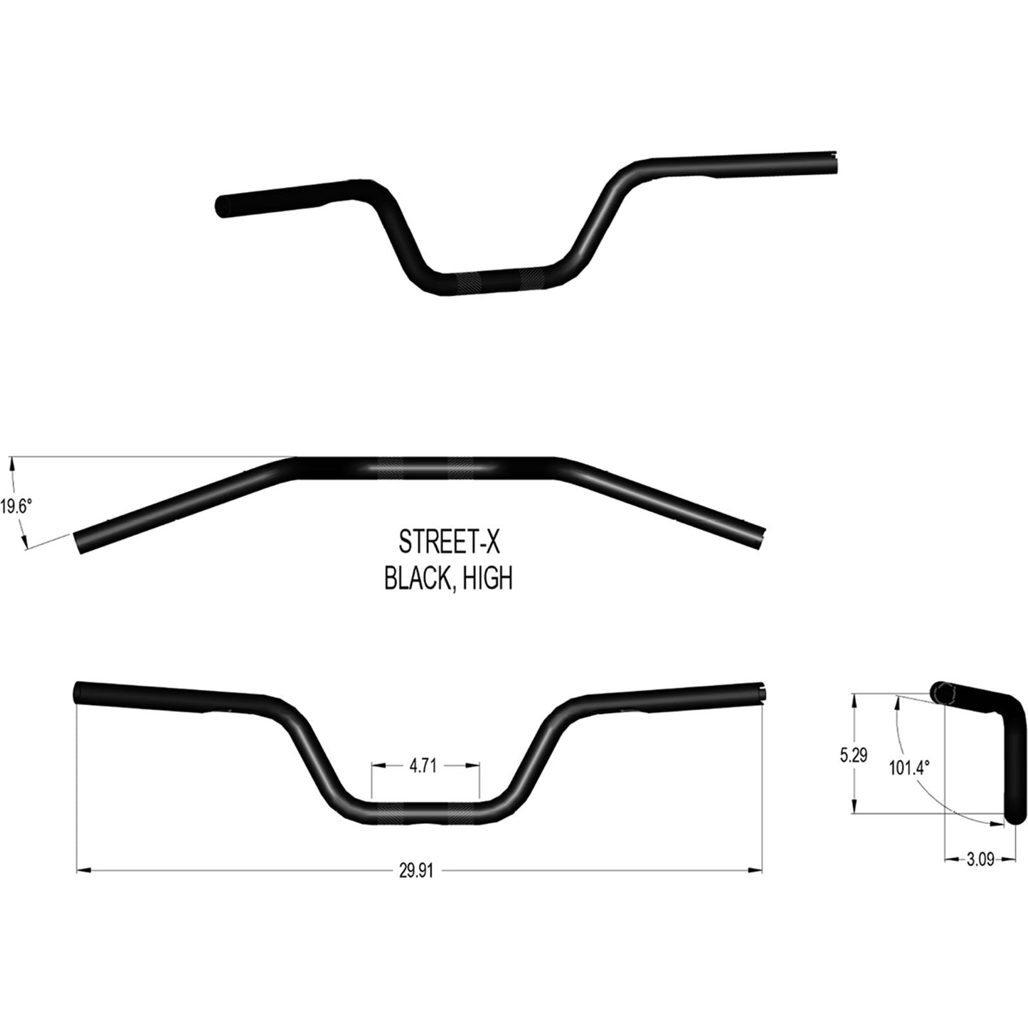 Khrome Werks Handlebar - High Bend - 1" - Black [MPN: 300903]_1039305