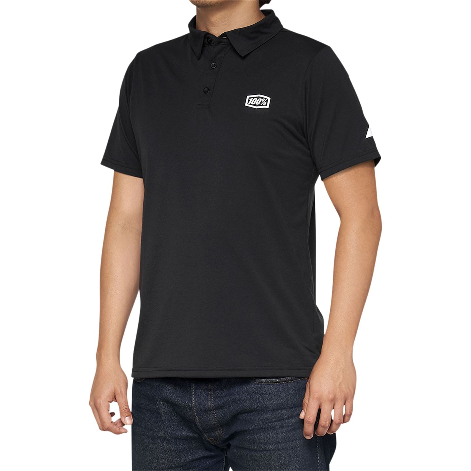 100% Corporate Polo Shirt - Black/White - Small 35019-011-10_1040287