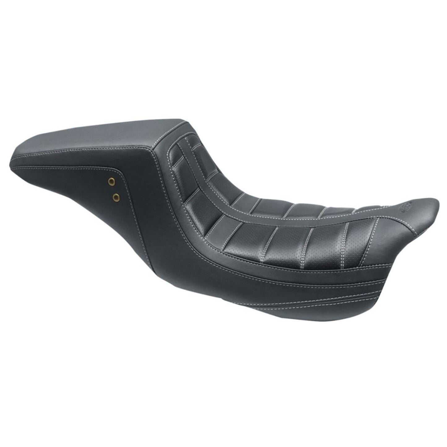 Mustang Motorcycle Products Squareback Seat - Tuck and Roll - Black W/Gun Metal Stitching 75239GM_899719