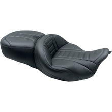 Mustang Motorcycle Products One-Piece Deluxe Touring Seat - Black/Sky Blue Stitching 79006SB_1100004