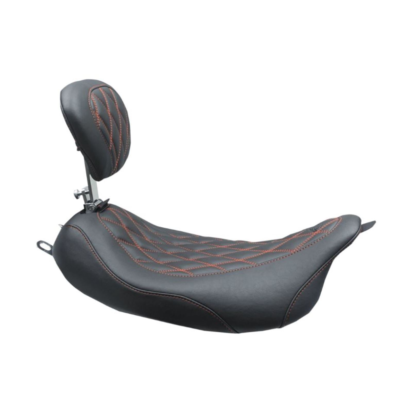 Mustang Motorcycle Products Wide Tripper™ Solo Seat - W/Backrest - Black - Red Stitching 79727AB_900179