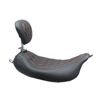 Mustang Motorcycle Products Wide Tripper™ Solo Seat - W/Backrest - Black - Red Stitching 79727AB_900179