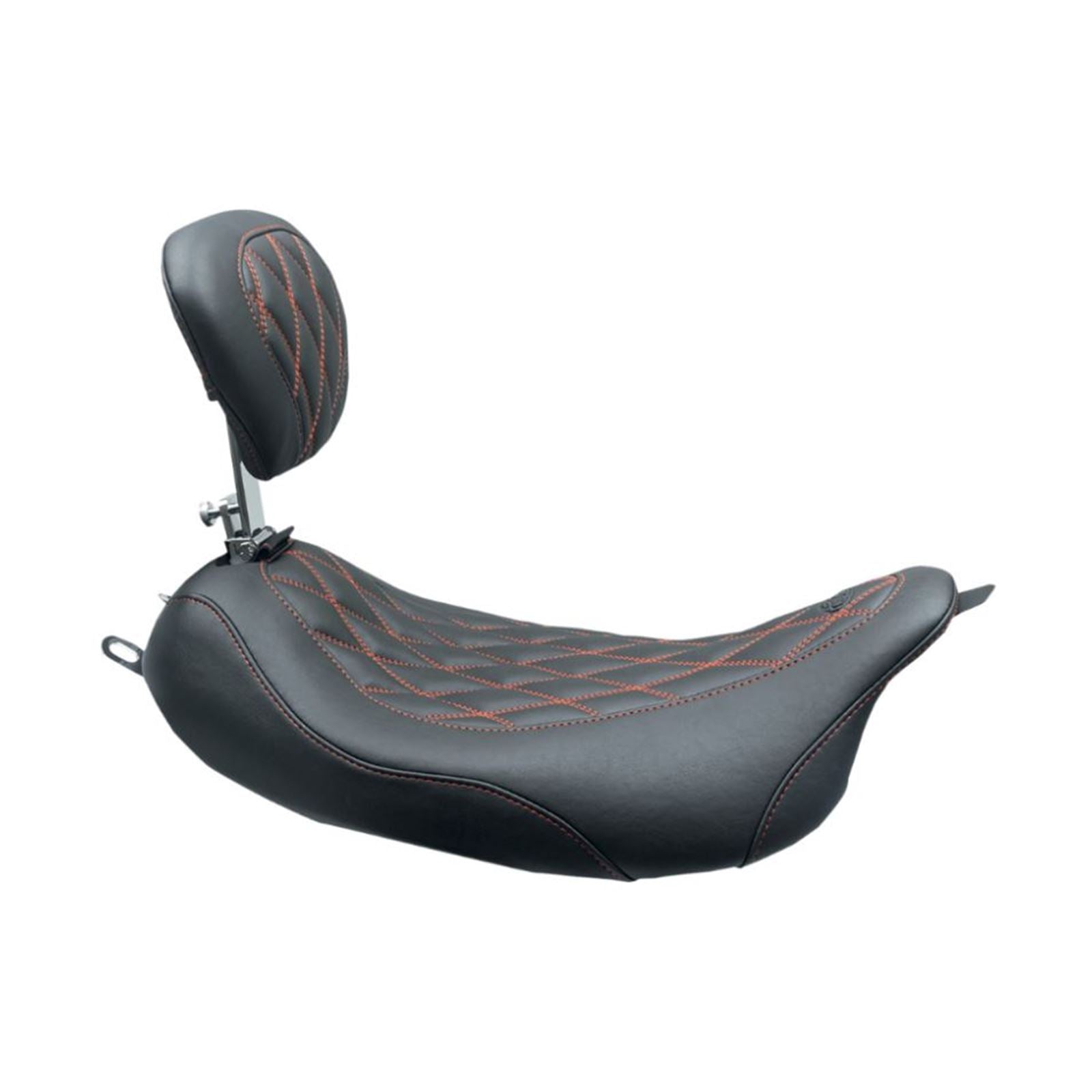 Mustang Motorcycle Products Wide Tripper™ Solo Seat - W/Backrest - Black - Red Stitching 79727AB_900181