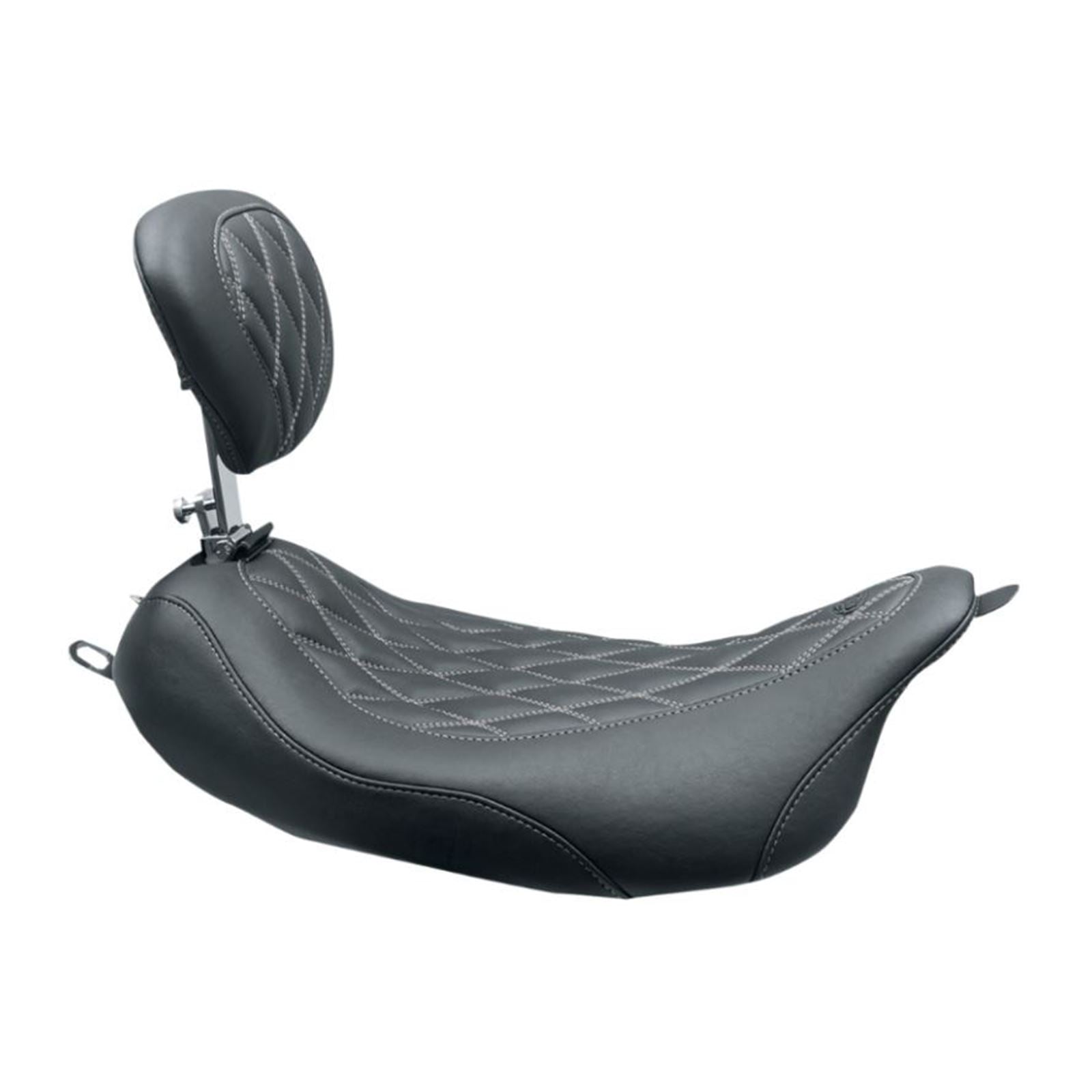 Mustang Motorcycle Products Wide Tripper™ Solo Seat - W/Drivers Backrest - Black W/Gun Metal Stitching 79727GM_899720