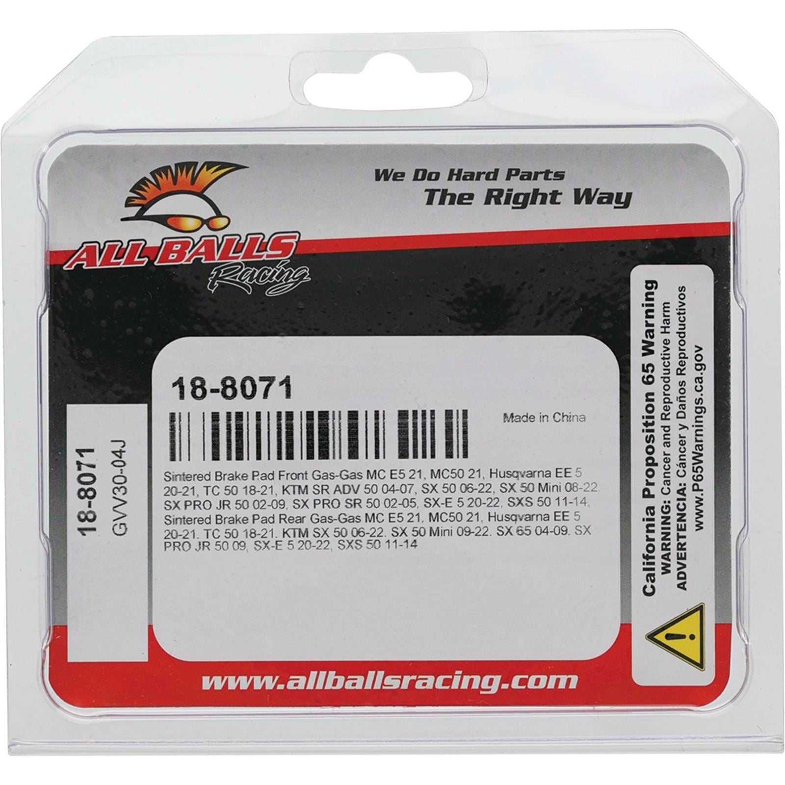 All Balls Sintered Brake Pads - Front for Gas Gas/KTM/Husqvarna 18-8071_910140