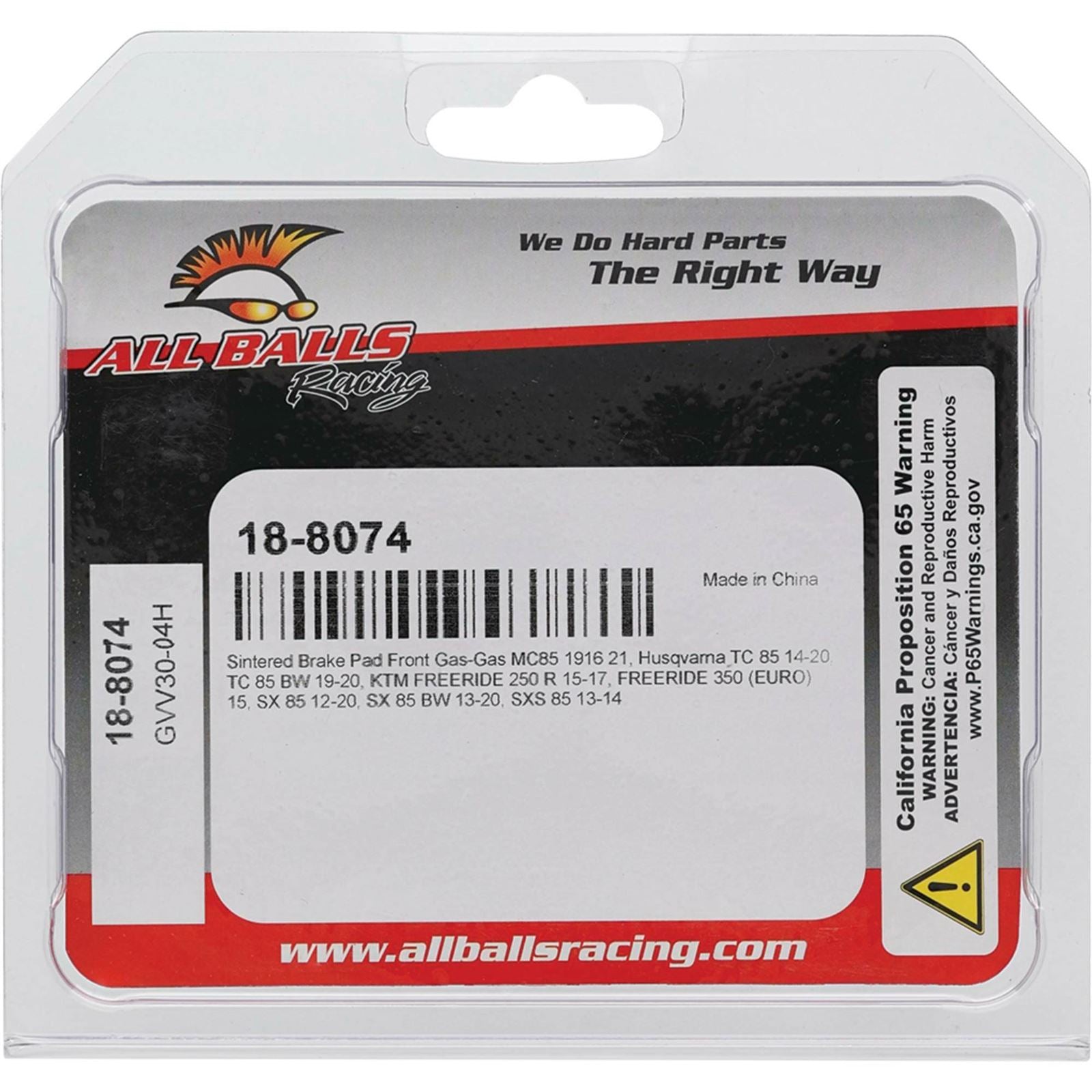 All Balls Sintered Brake Pads - Front for Gas Gas/KTM/Husqvarna 18-8074_910150