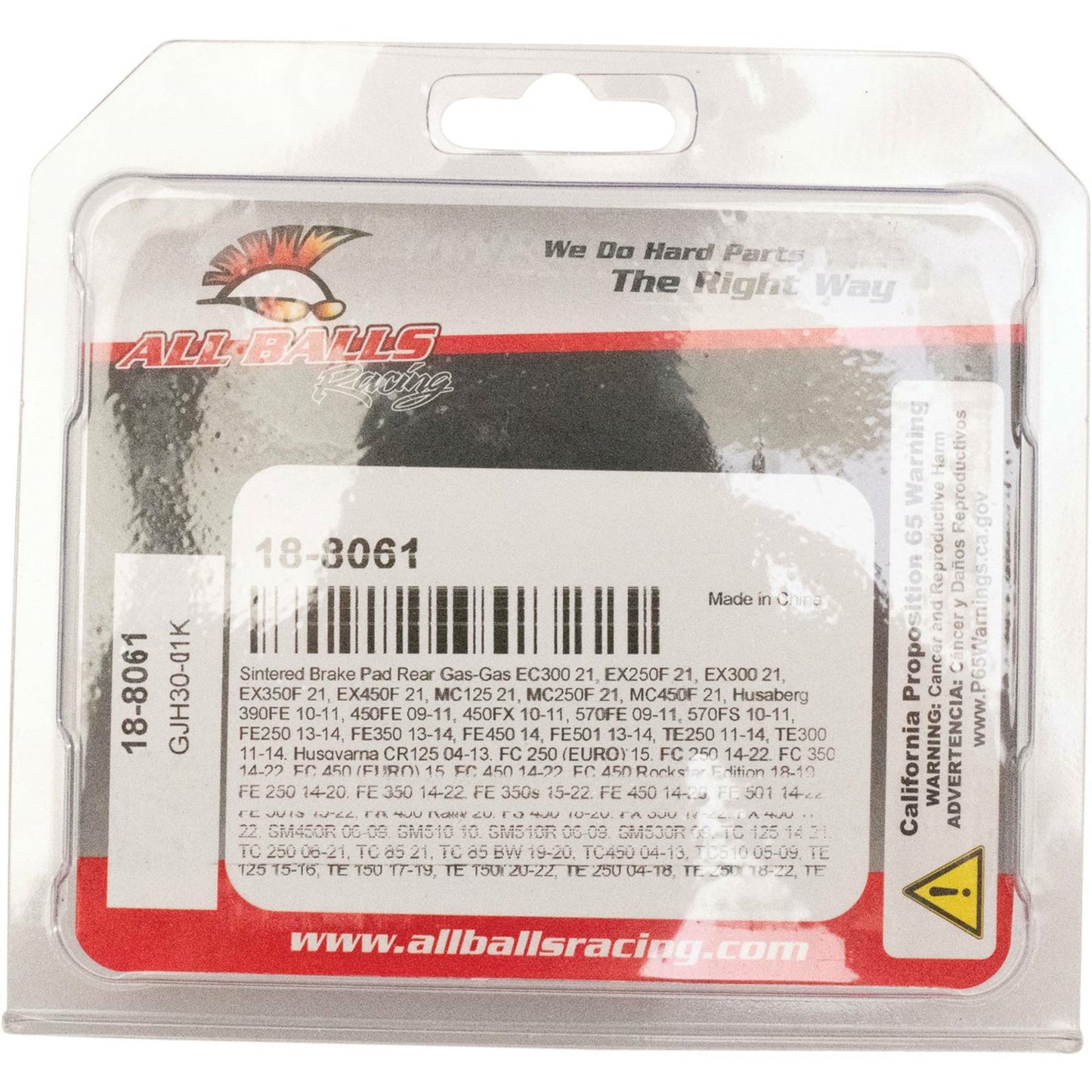 All Balls Sintered Brake Pads - Rear for Sherco/KTM/Gas Gas/Husqvarna/Husaberg 18-8061_910164