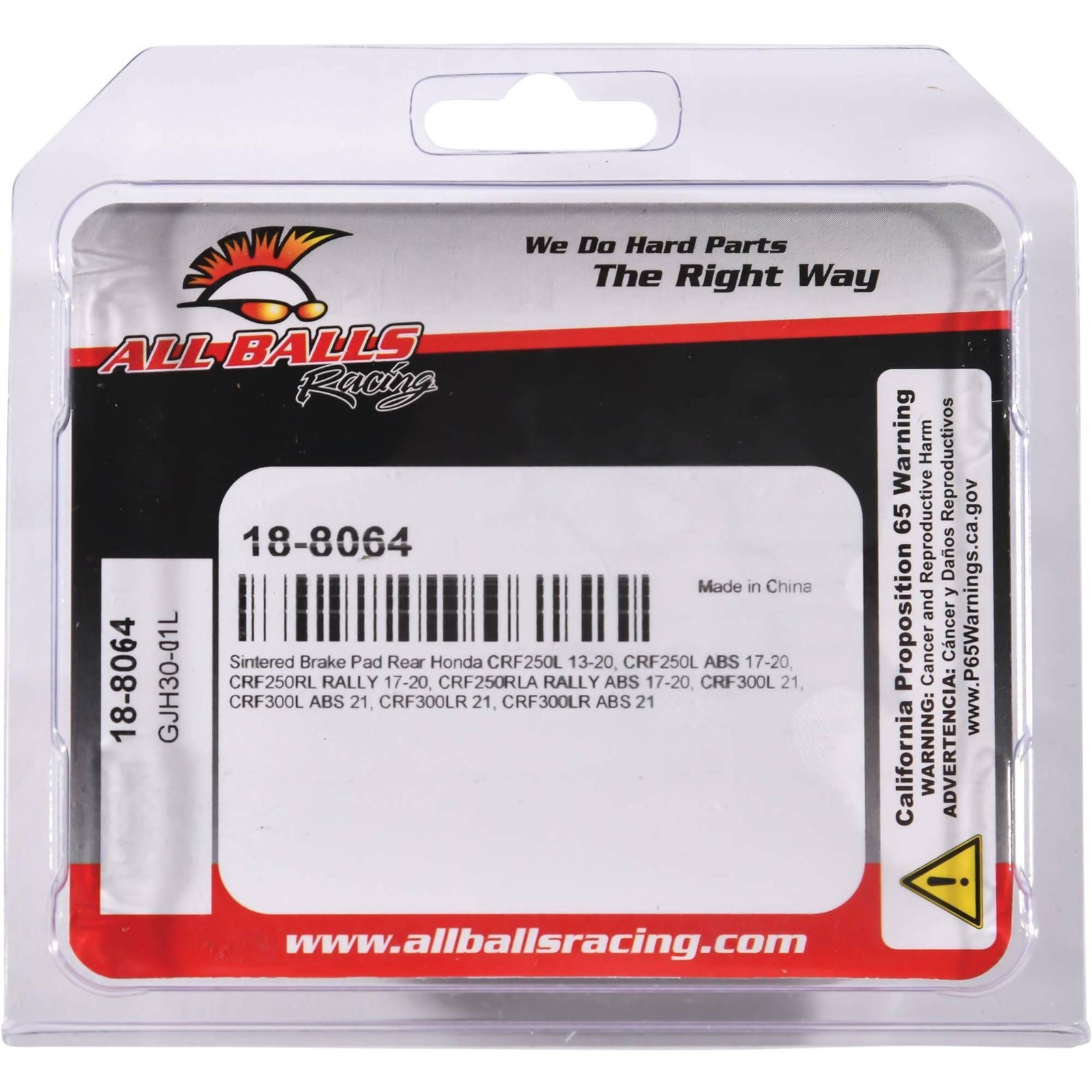 All Balls Sintered Brake Pads - Rear for Honda 18-8064_910179