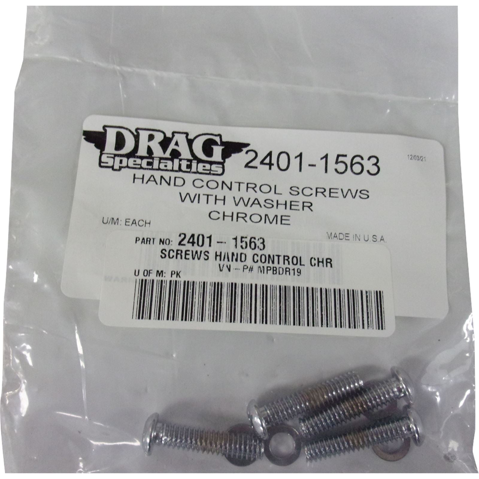 Drag Specialties Hand Control Screws - Chrome 2401-1563_1137185