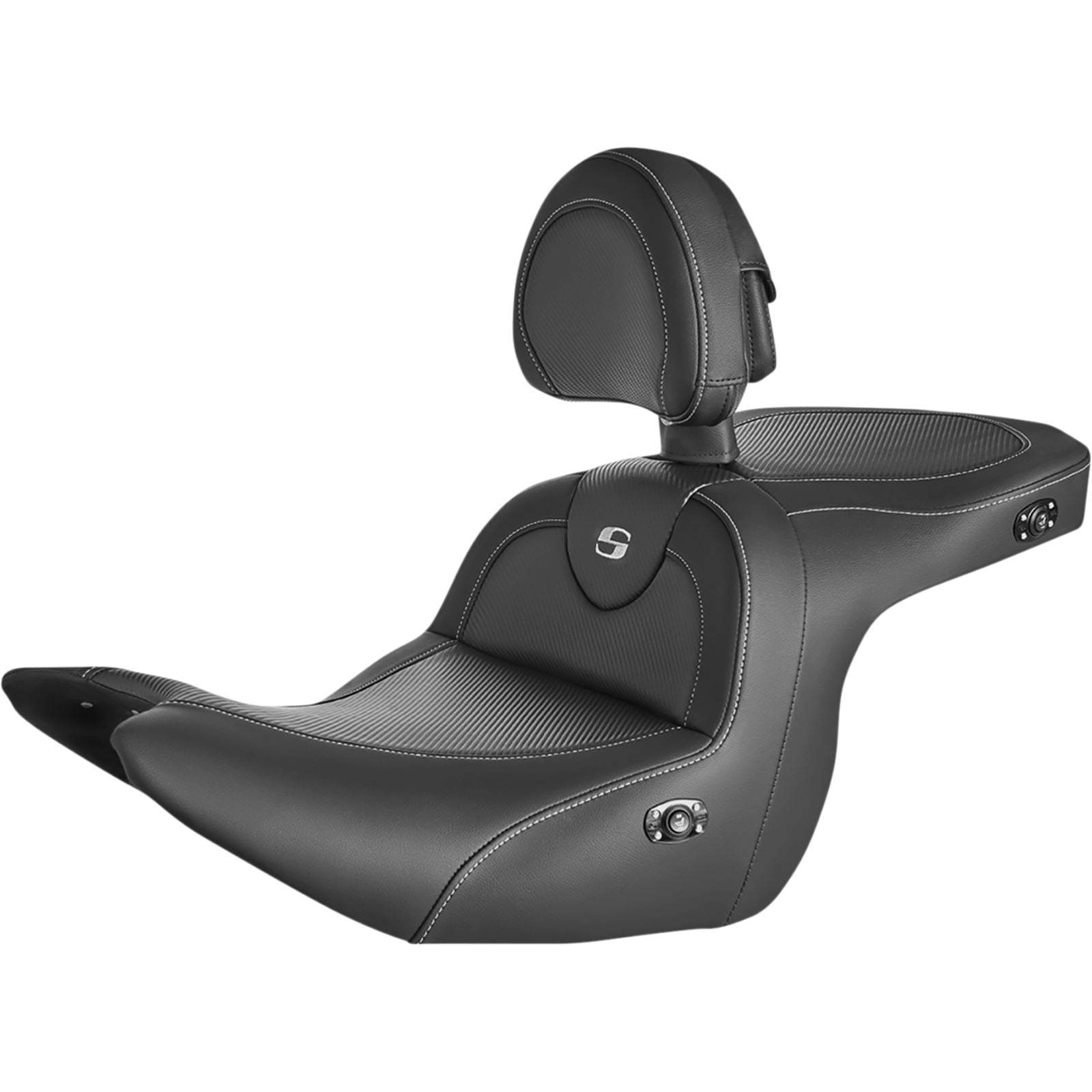 Saddlemen Roadsofa™ Carbon Fiber Heated Seat - Black with Backrest H18-07-185BRHCT_1058954