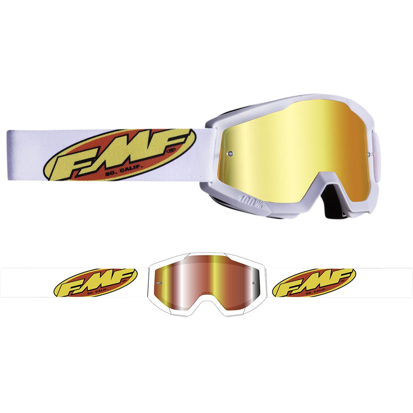 FMF Racing Youth PowerCore Goggles - Core - White - Red Mirror [MPN: F-50055-00006]_863543