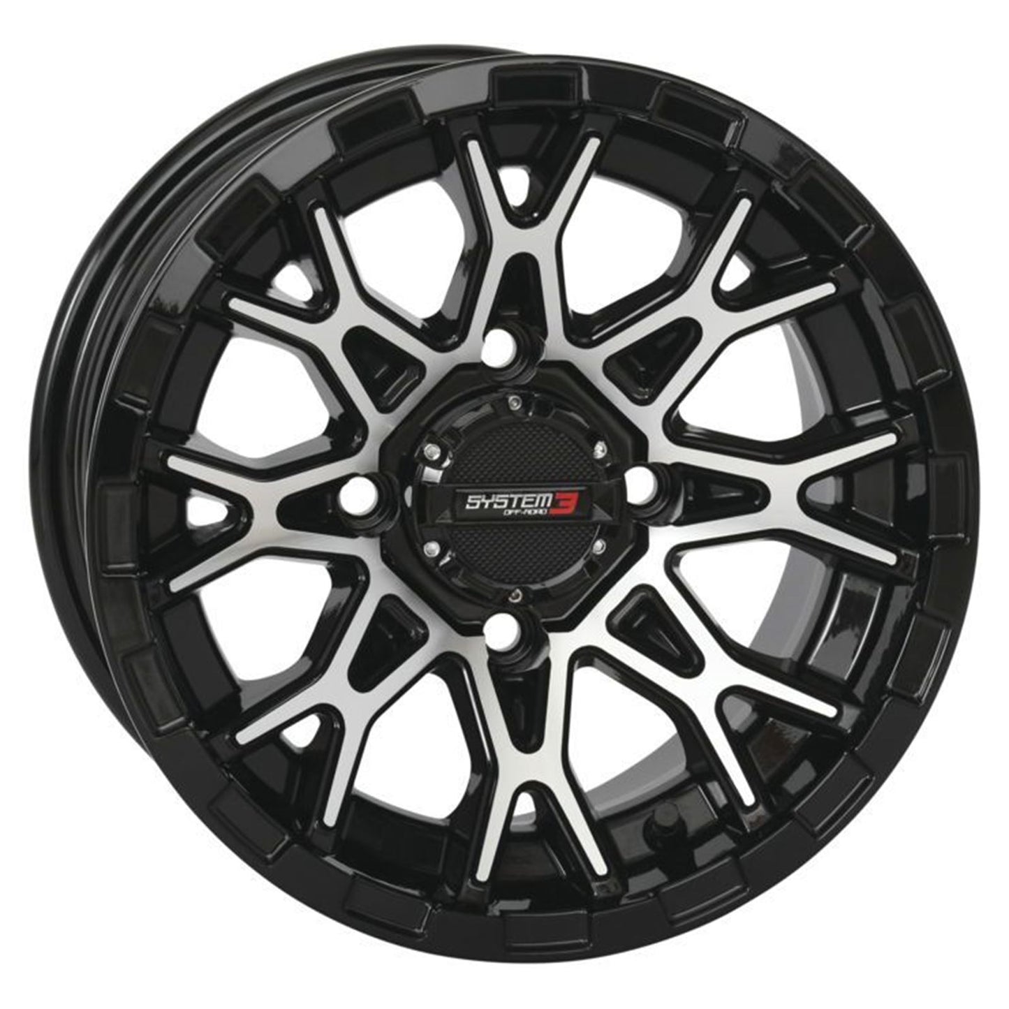 System 3 ST-6 Aluminum Wheel - 14x7, 4/137, 4+3 - Gloss Black/Machined 14S3-6036_979139