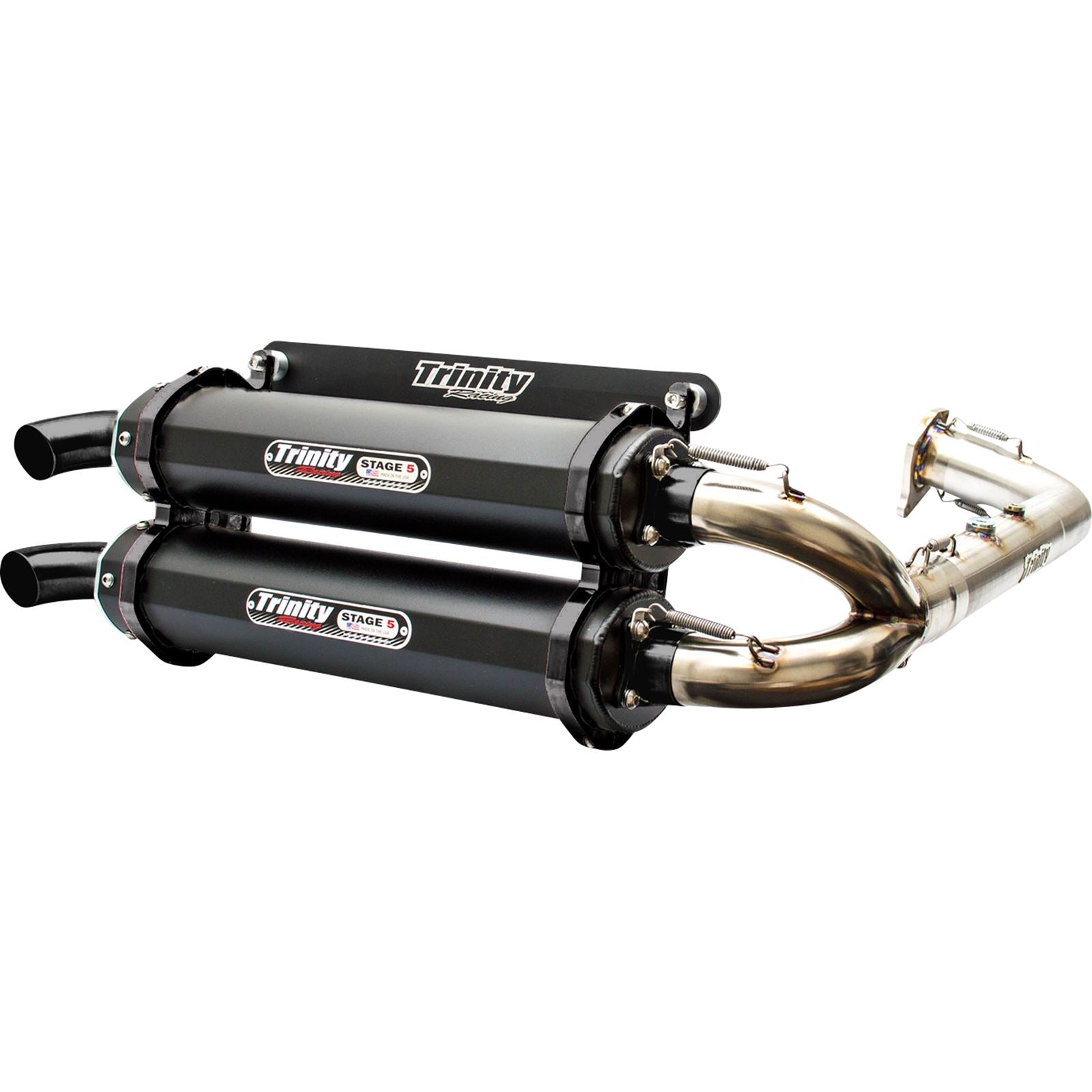Trinity Racing Stage 5 Dual Exhaust - Cerakote Black for Polaris [MPN: TR-4153D-C2]_1095262