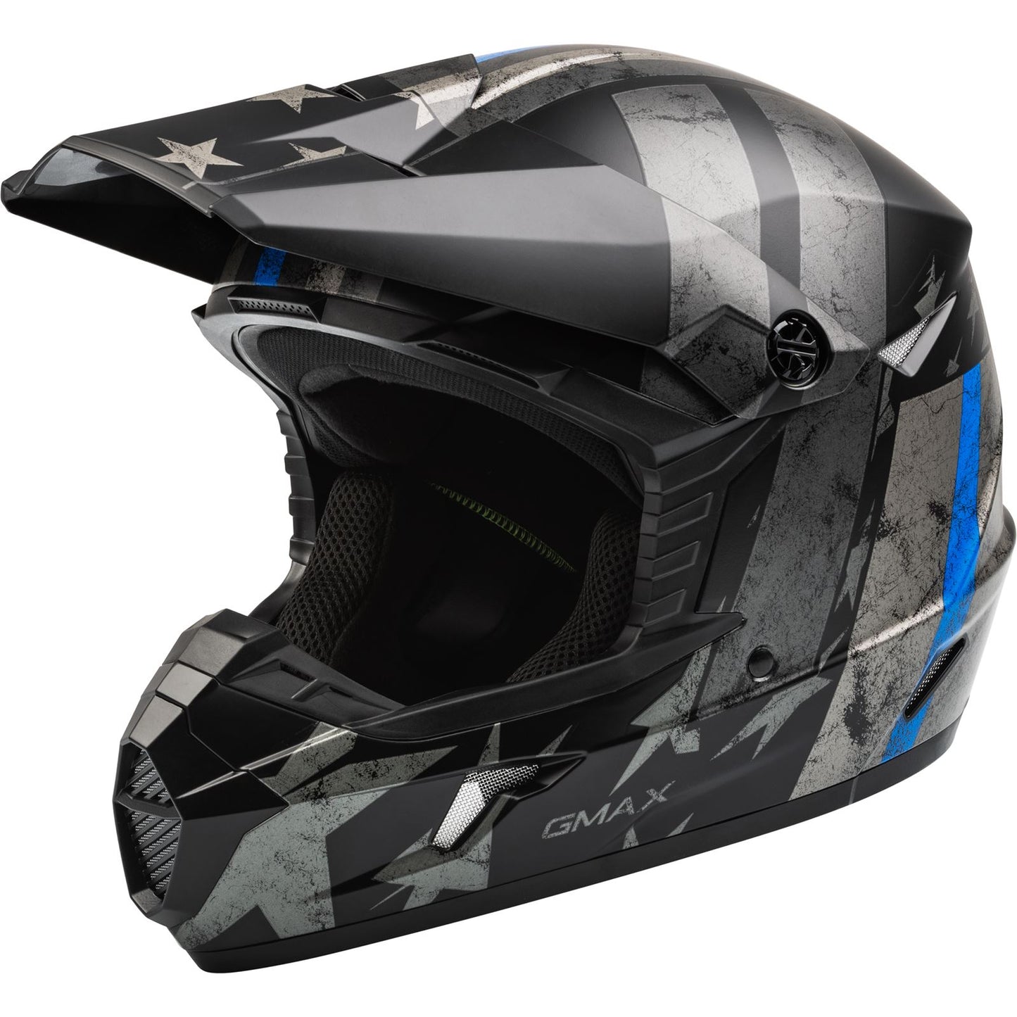 GMax MX-46 Patriot Off-Road Helmet Matte Black/Grey/Blue Small D3466074_877255