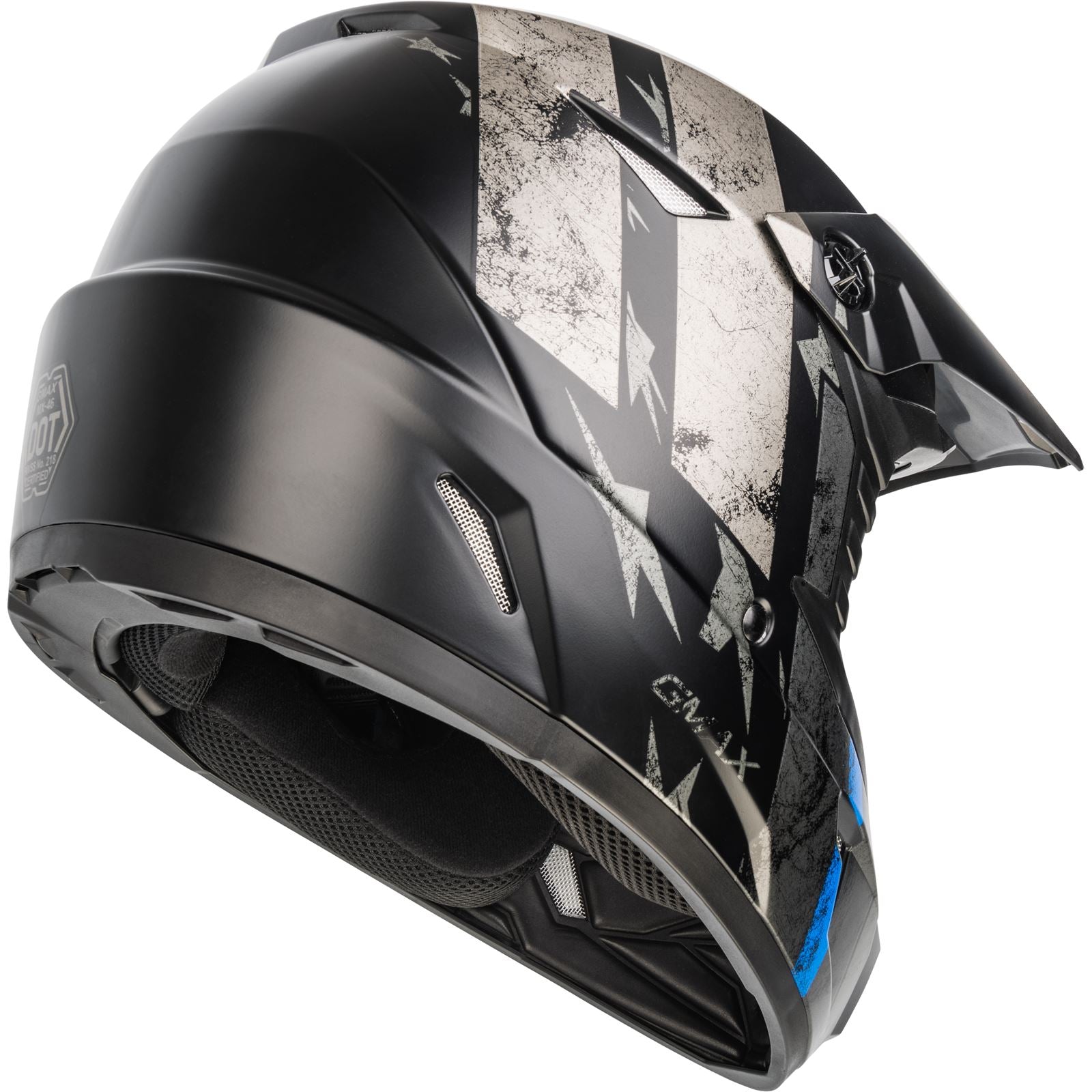 GMax MX-46 Patriot Off-Road Helmet Matte Black/Grey/Blue Small D3466074_877256