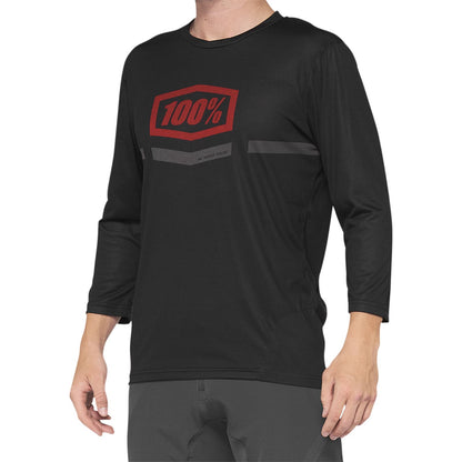 100% Airmatic 3/4 Sleeve Jersey - Black/Red - Small 40018-00005_878204