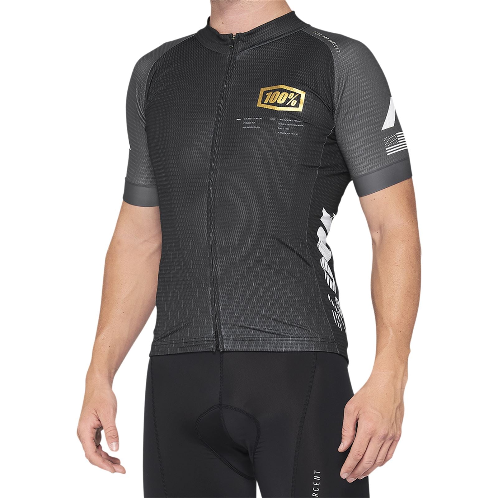 100% Exceeda Jersey - Short-Sleeve - Black/Charcoal - Medium 40051-00001_878146