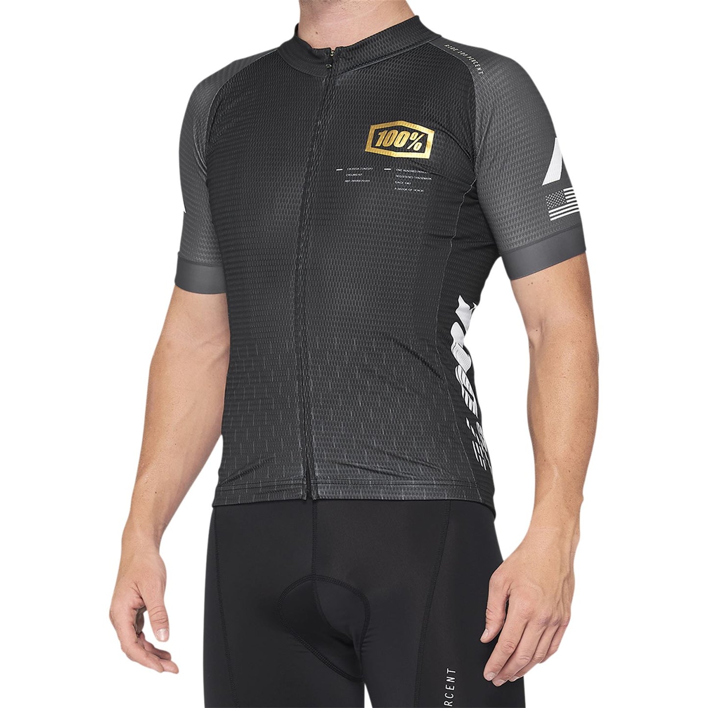 100% Exceeda Jersey - Short-Sleeve - Black/Charcoal - Large 40051-00002_878145