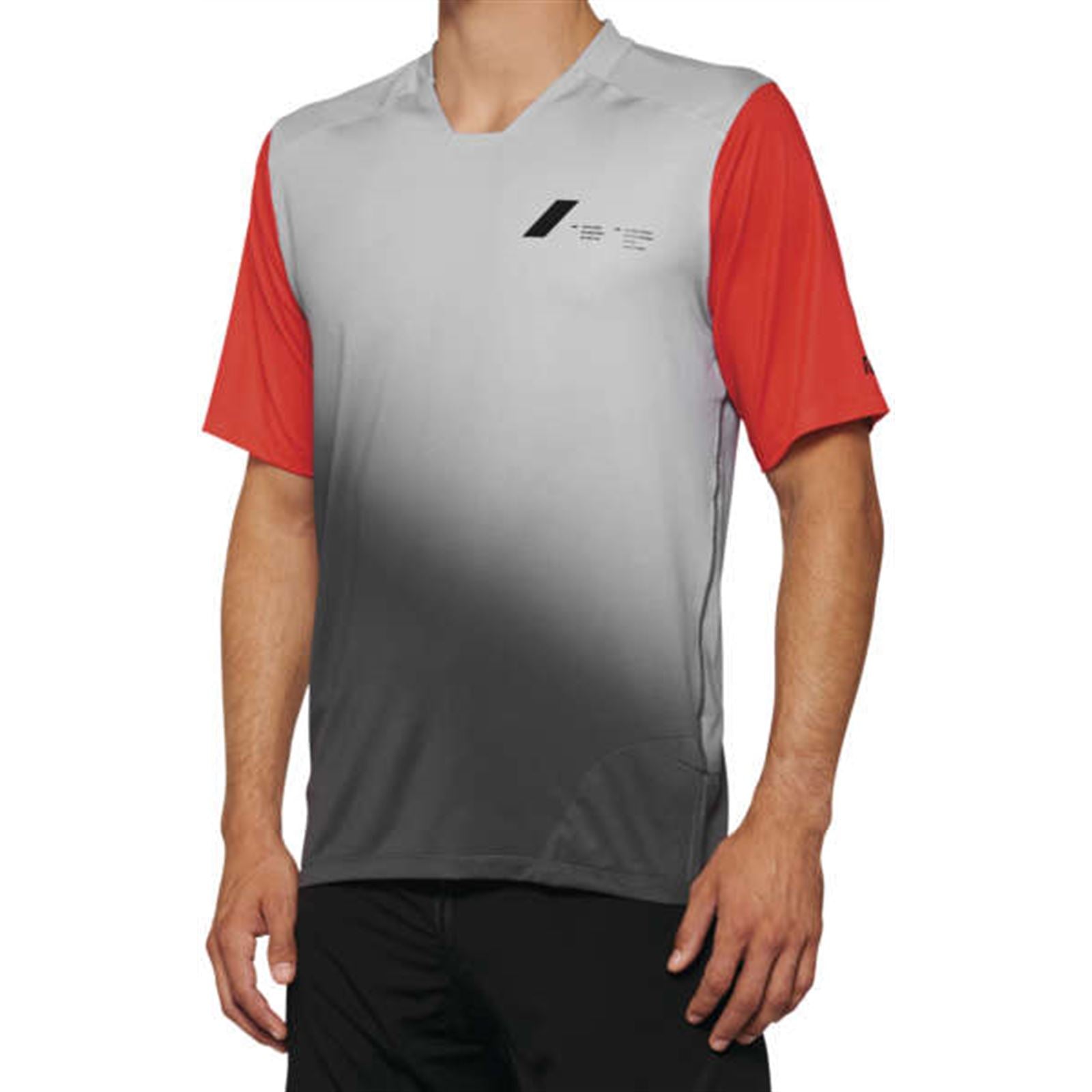 100% Celium Jersey - Short-Sleeve - Gray/Racer Red - Small 40011-00010_1067379