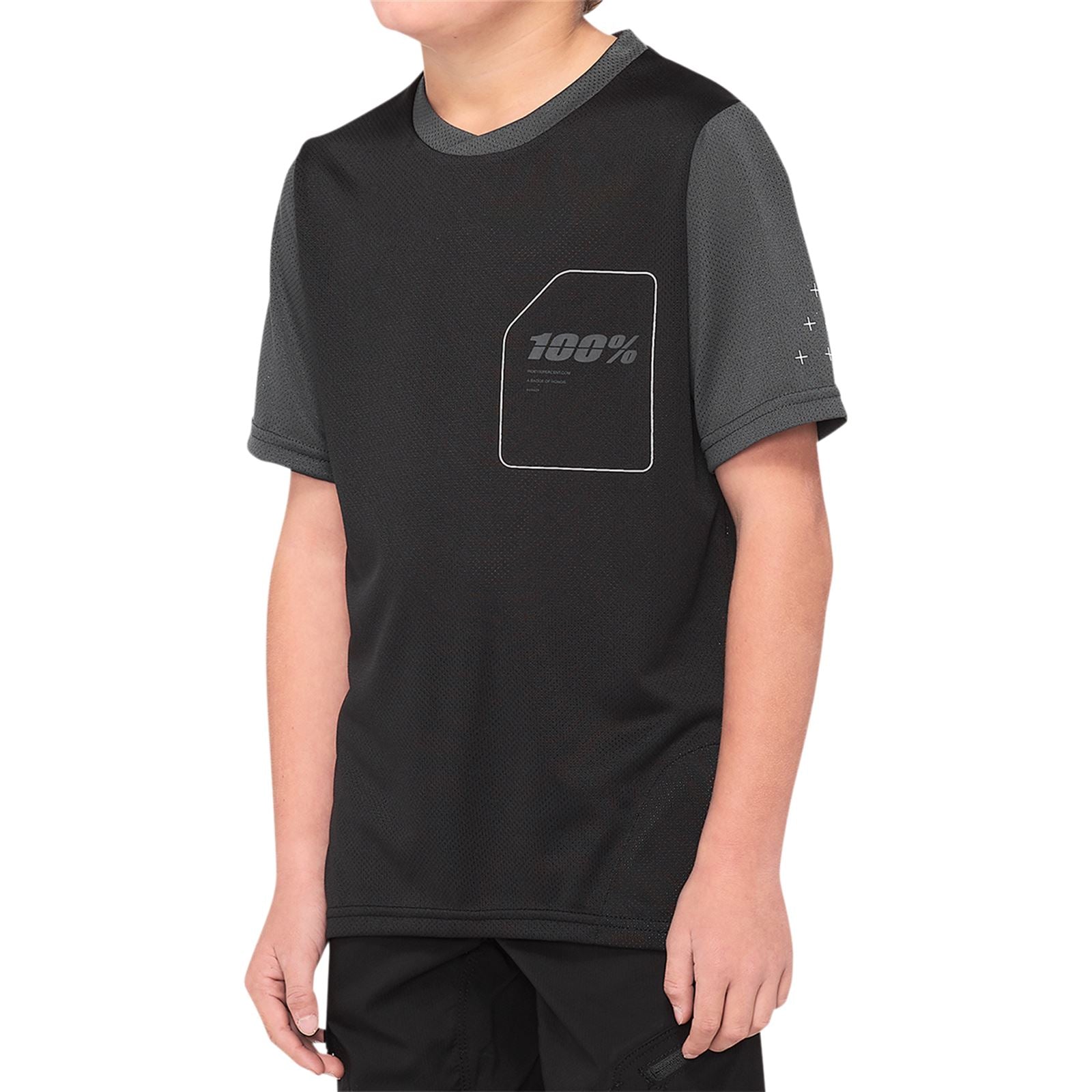 100% Youth Ridecamp Jersey - Short-Sleeve - Black/Charcoal - Large 40031-00002_878322