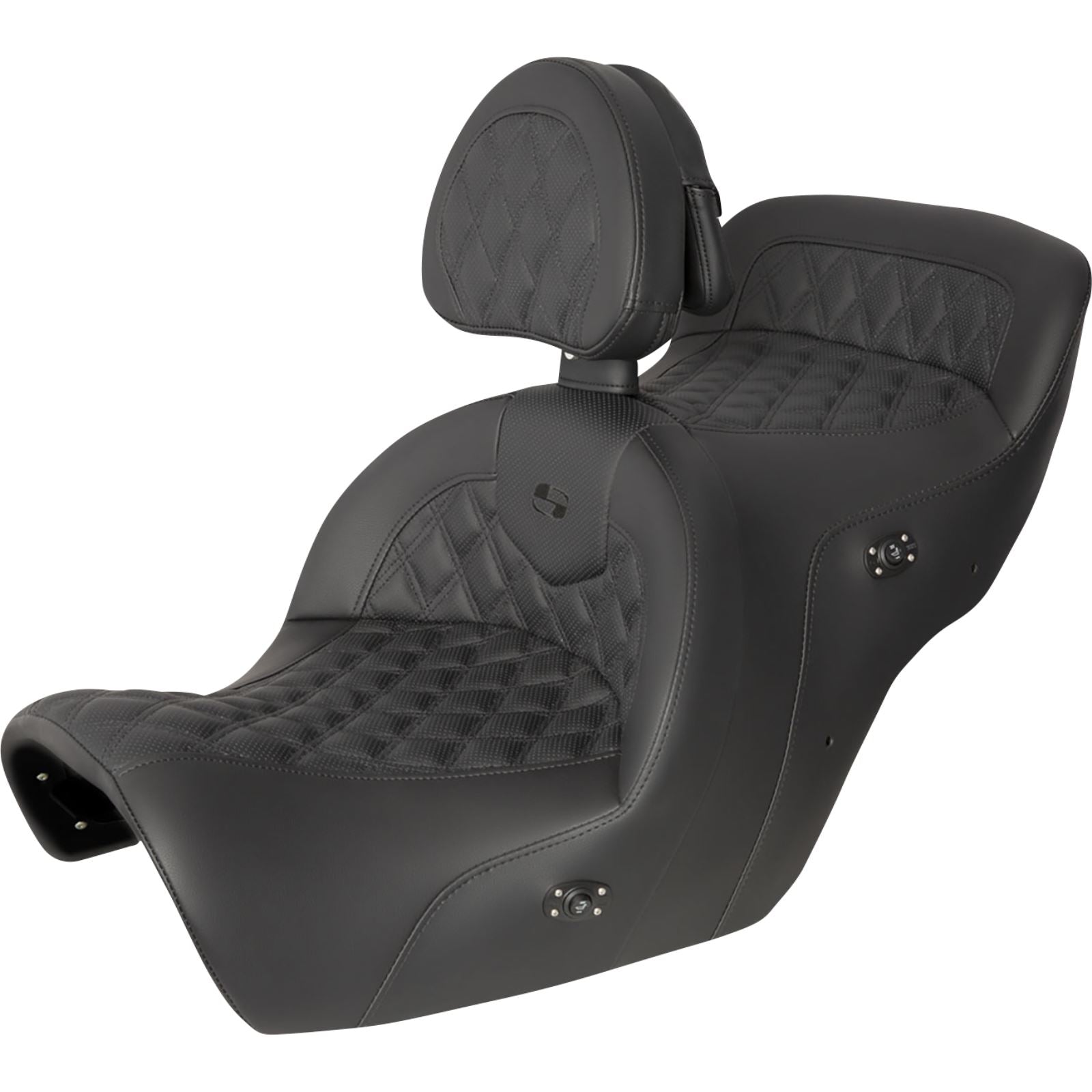 Saddlemen Heated Roadsofa™ Seat Full Lattice Stitch with Backrest - Black H88-07-182BRHCT_1147543
