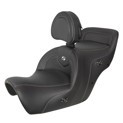 Saddlemen Heated Roadsofa™ Seat - Carbon Fiber - Includes Backrest - Black H88-07-185BRHCT_1158490