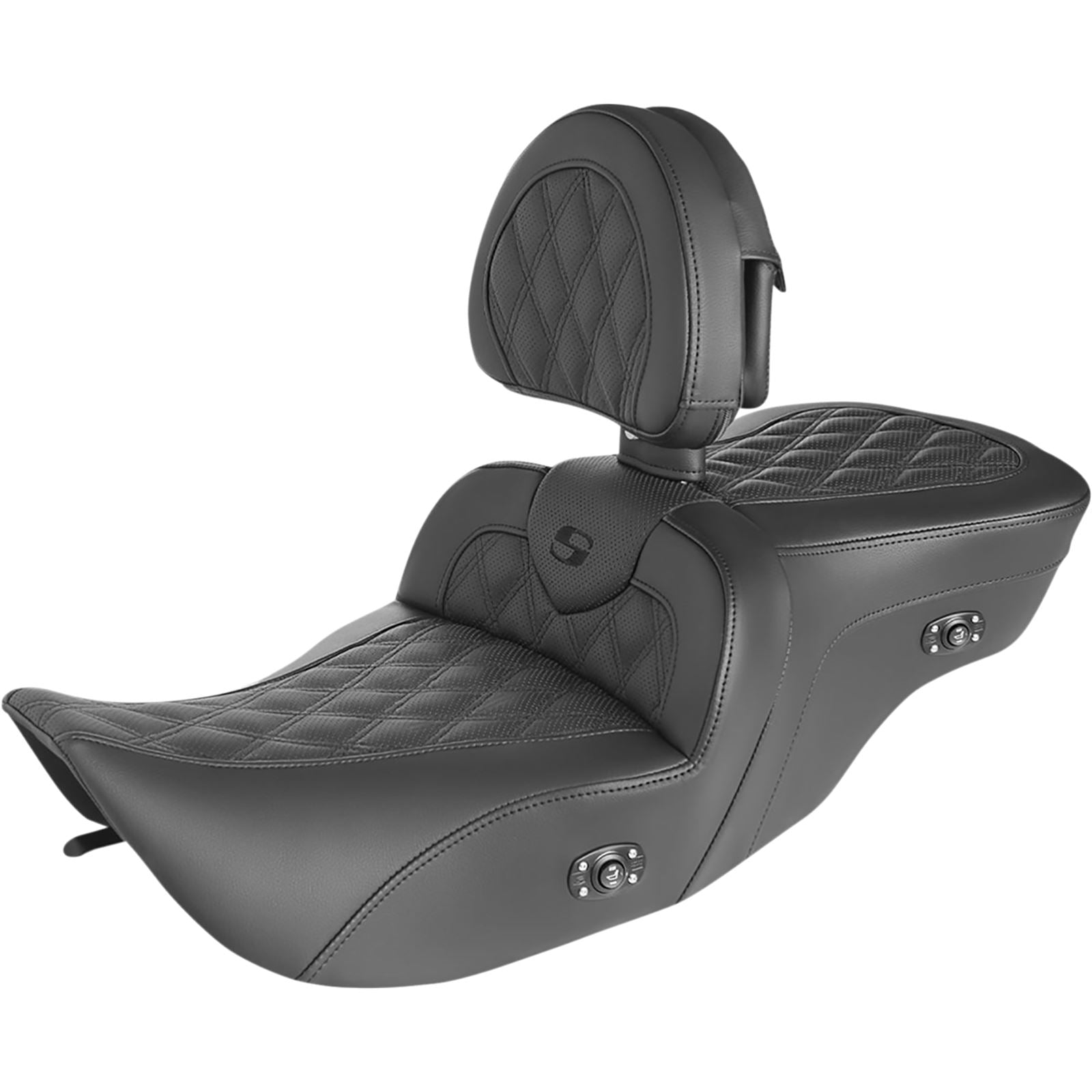 Saddlemen Roadsofa™ Seat with Backrest - Full Lattice Stitch - Black [MPN: 897-06-182BRHC]_888532