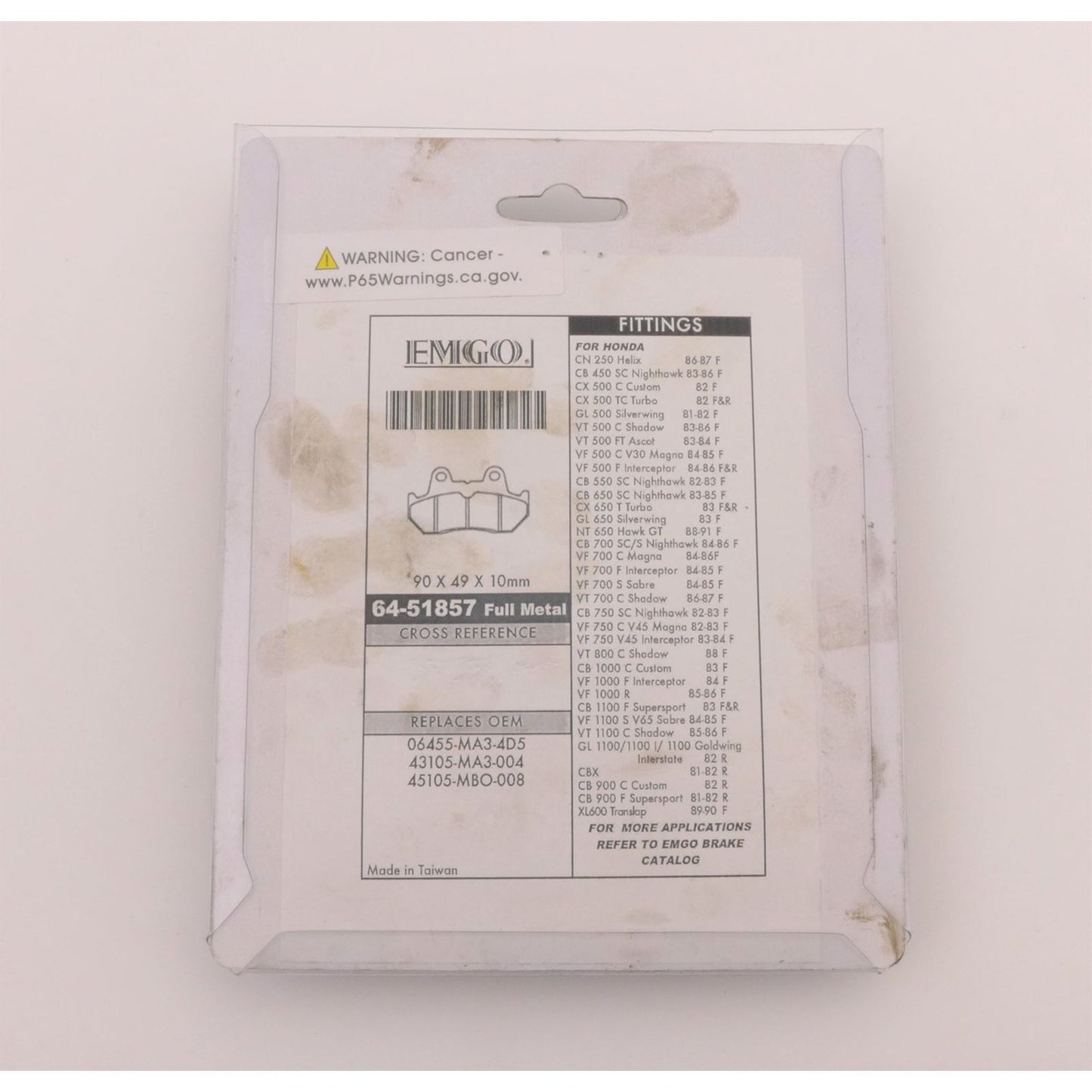 Emgo DISC BRAKE PAD FOR HONDA 43105-MA3-007 64-51857 OPEN BOX [MPN: 64-51857~1]_893050